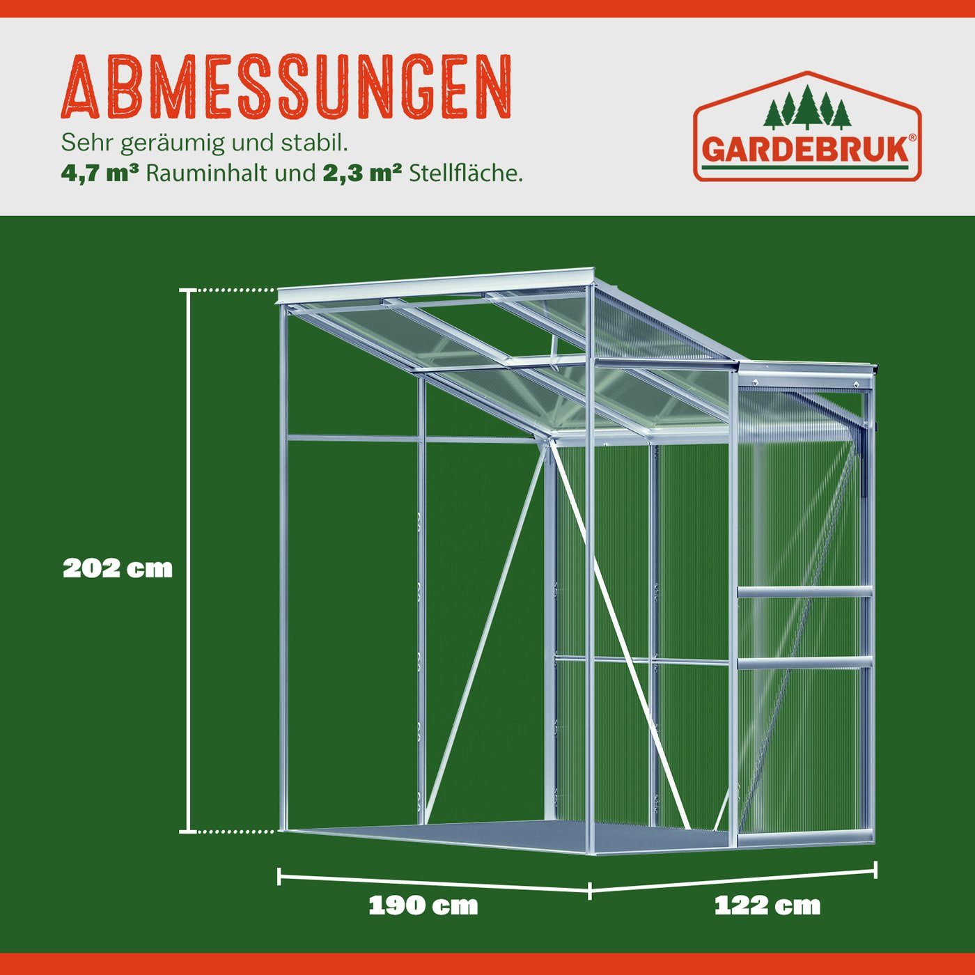 Gardebruk Gewächshaus, Beistell Alumini...