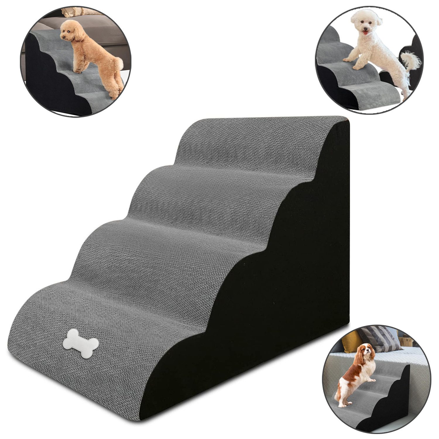 OKWISH Hunderampe 3-Stufig Hundetreppe Haustiertreppe Hunde günstig online kaufen