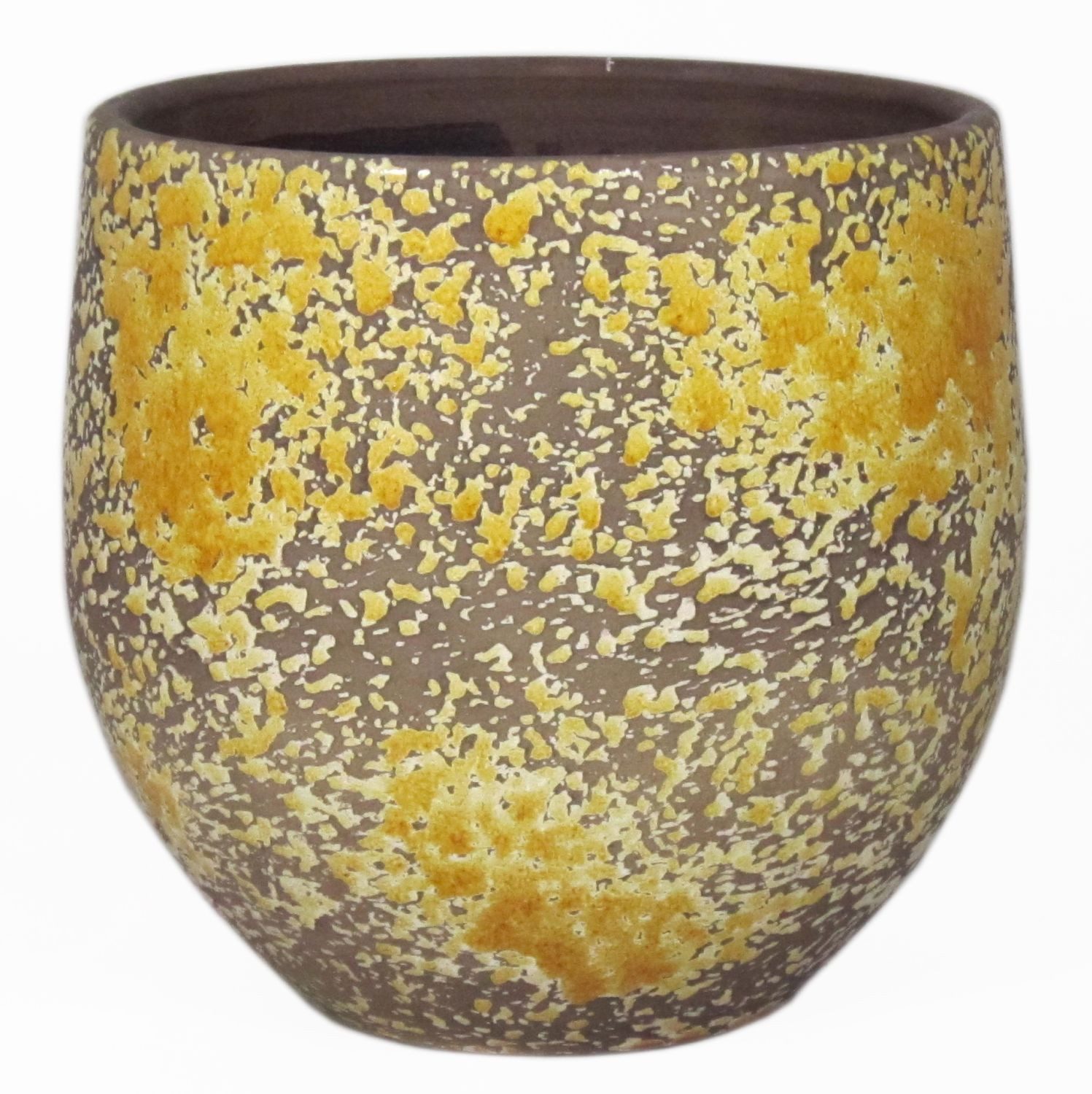 INNA-Glas Blumentopf Rustikaler Keramiktopf, Farbverlauf, ockergelb-braun, 13 cm, Ø 14 cm