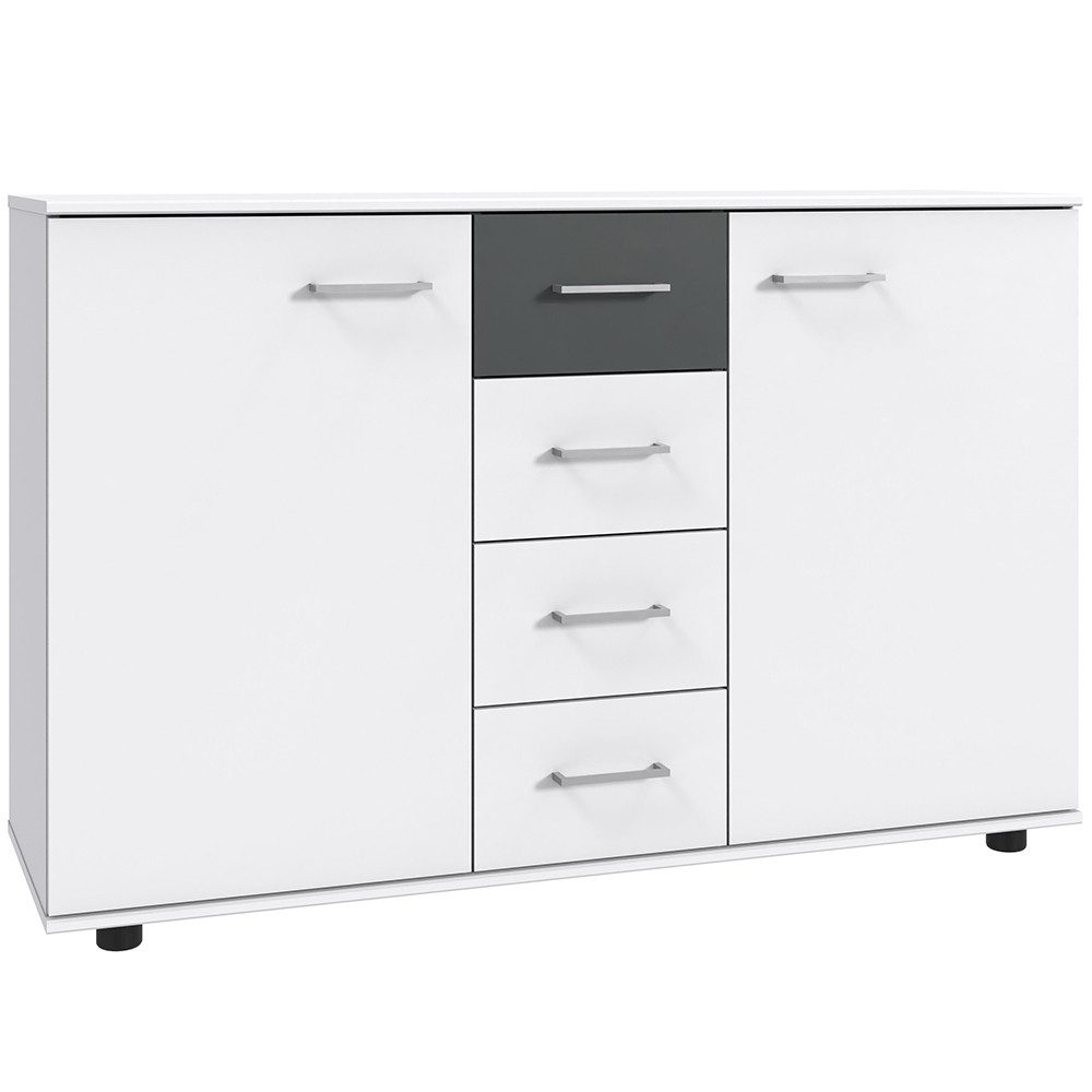 Lomadox Kommode TREVISO-43, Schlafzimmerkommode Schlafzimmerschrank Schrank 130 cm breit weiß