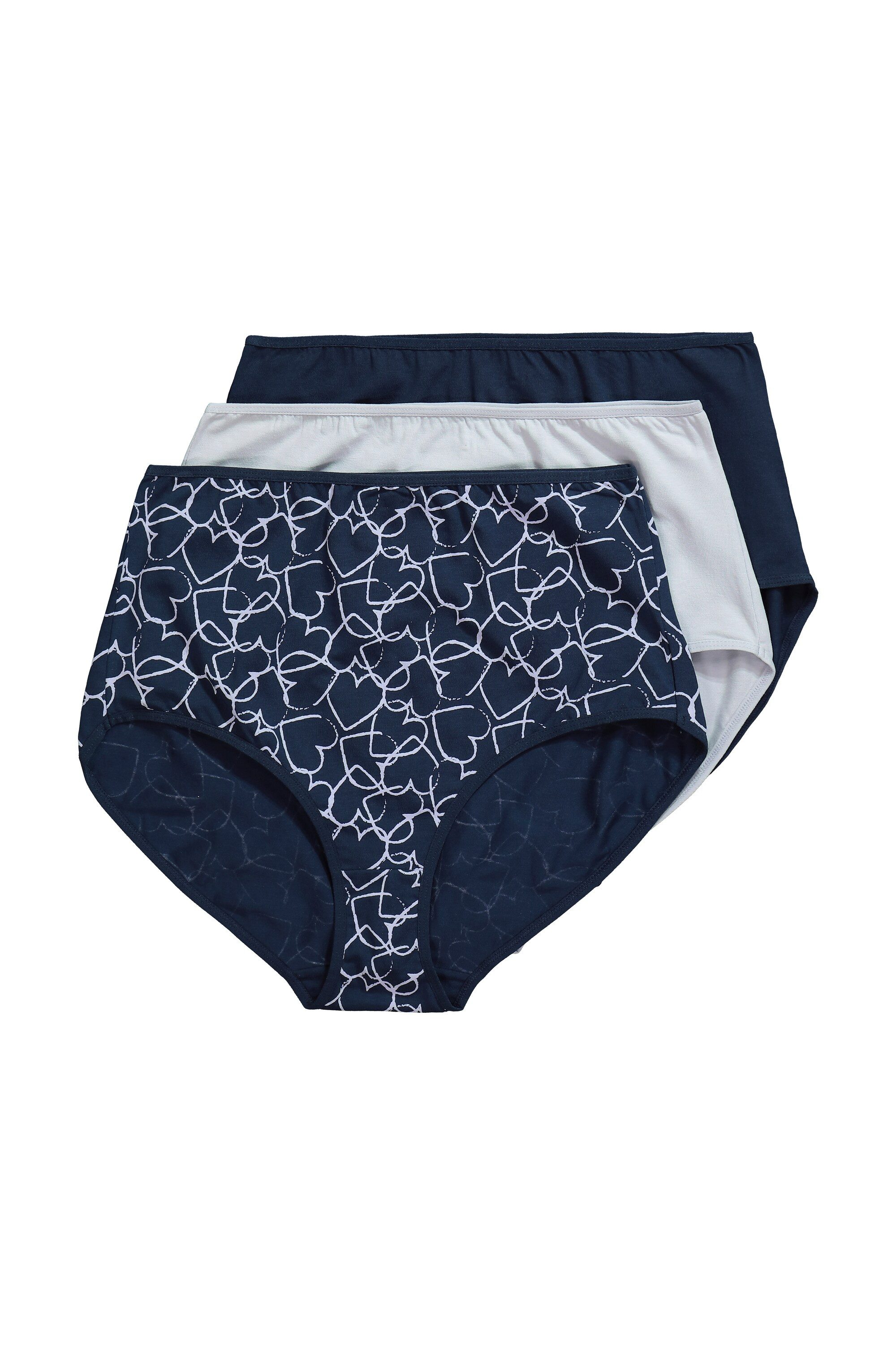 Ulla Popken Maxislip Maxislips 3er-Pack Herzen/einfarbig