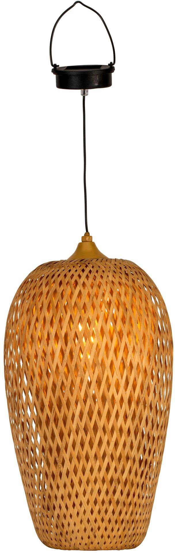 Pauleen LED Pendelleuchte Sunshine Bliss Solarpendel Outdoor Bambus/Rattan/Kunststoff/Metall, LED fest integriert, Warmweiß, Solar