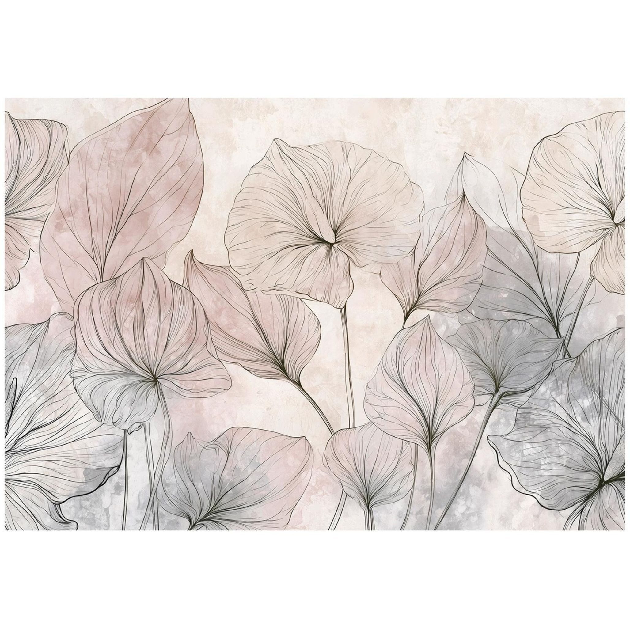 Wallarena Fototapete Blätter in Rosa und Pastell aus Vinyl für Wohnzimmer, glatt, floral, (2 St), für Schlafzimmer 254x184cm
