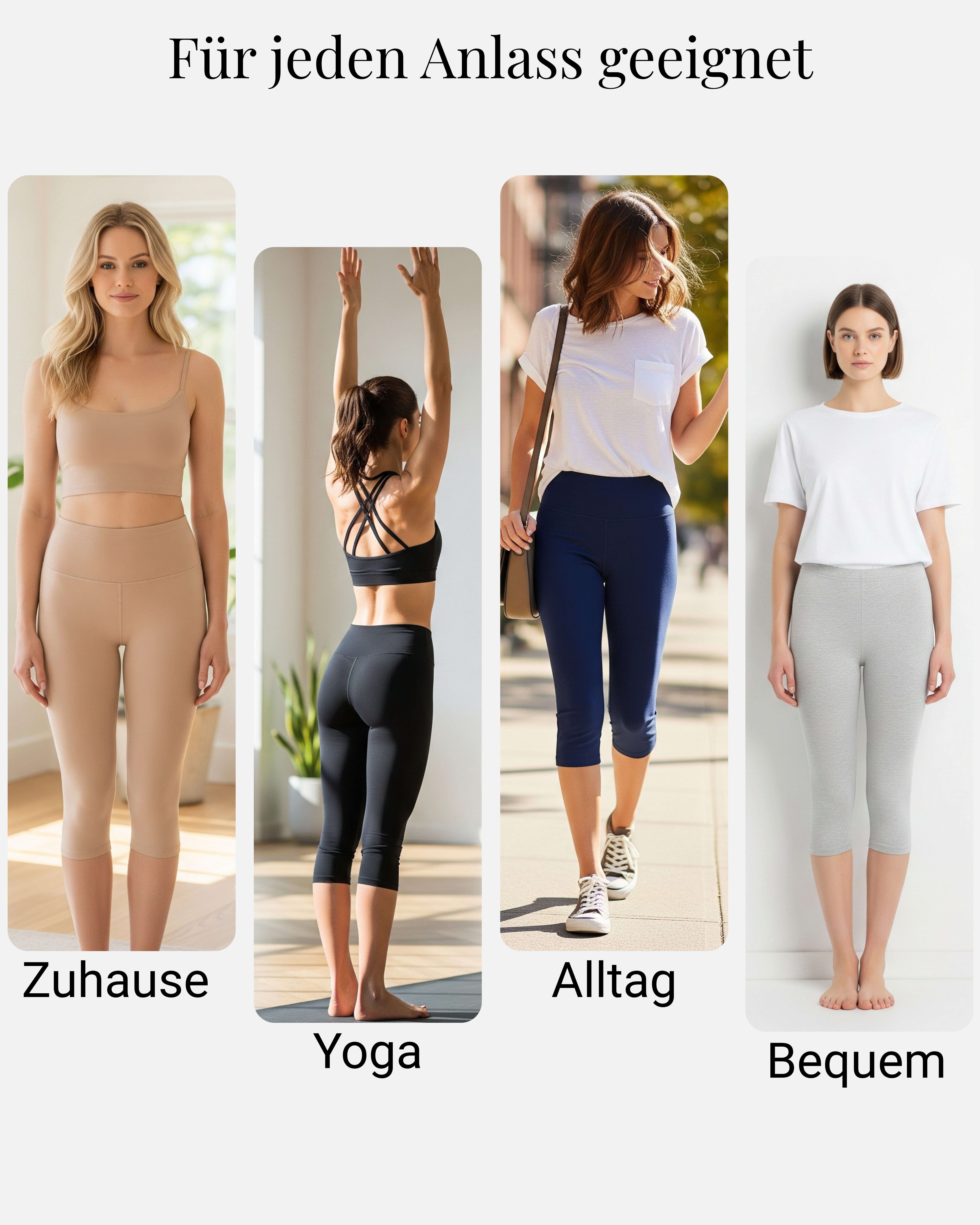 COMEOR 3/4-Leggings COMEOR Damen Capri Leggings – Bequeme 3/4 Sporthose aus Baumwolle bequemes Tragegefühl, elastischer Bund, vielseitig kombinierbar
