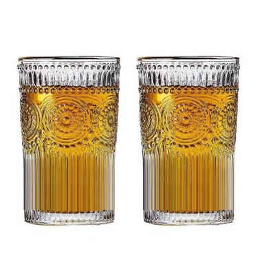 Rungassi Gläser-Set 2 x Trinkglas Gläserset 400ml H 12cm Wasser, Cocktail, Whisky-Gläser, Glas