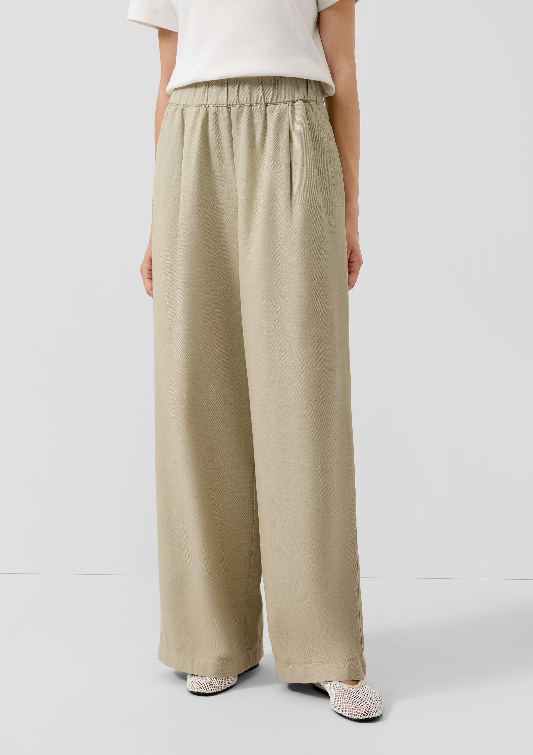 s.Oliver Chinos Hose Twill-Hose mit Wide Leg und Bundfalte