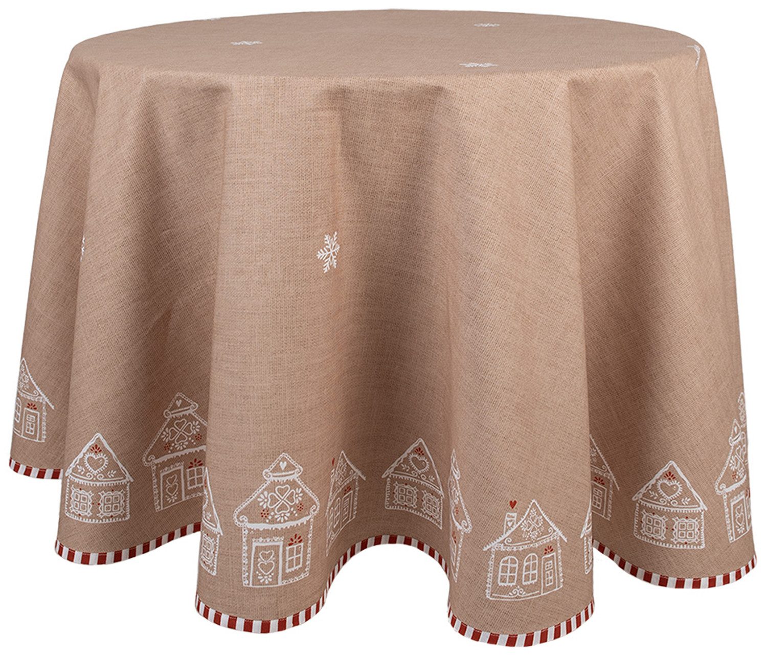 Clayre & Eef Tischdecke Gingerbread Bliss (1-tlg, 1-teilig), runde Tischdecke Ø ca.170cm Baumwolle