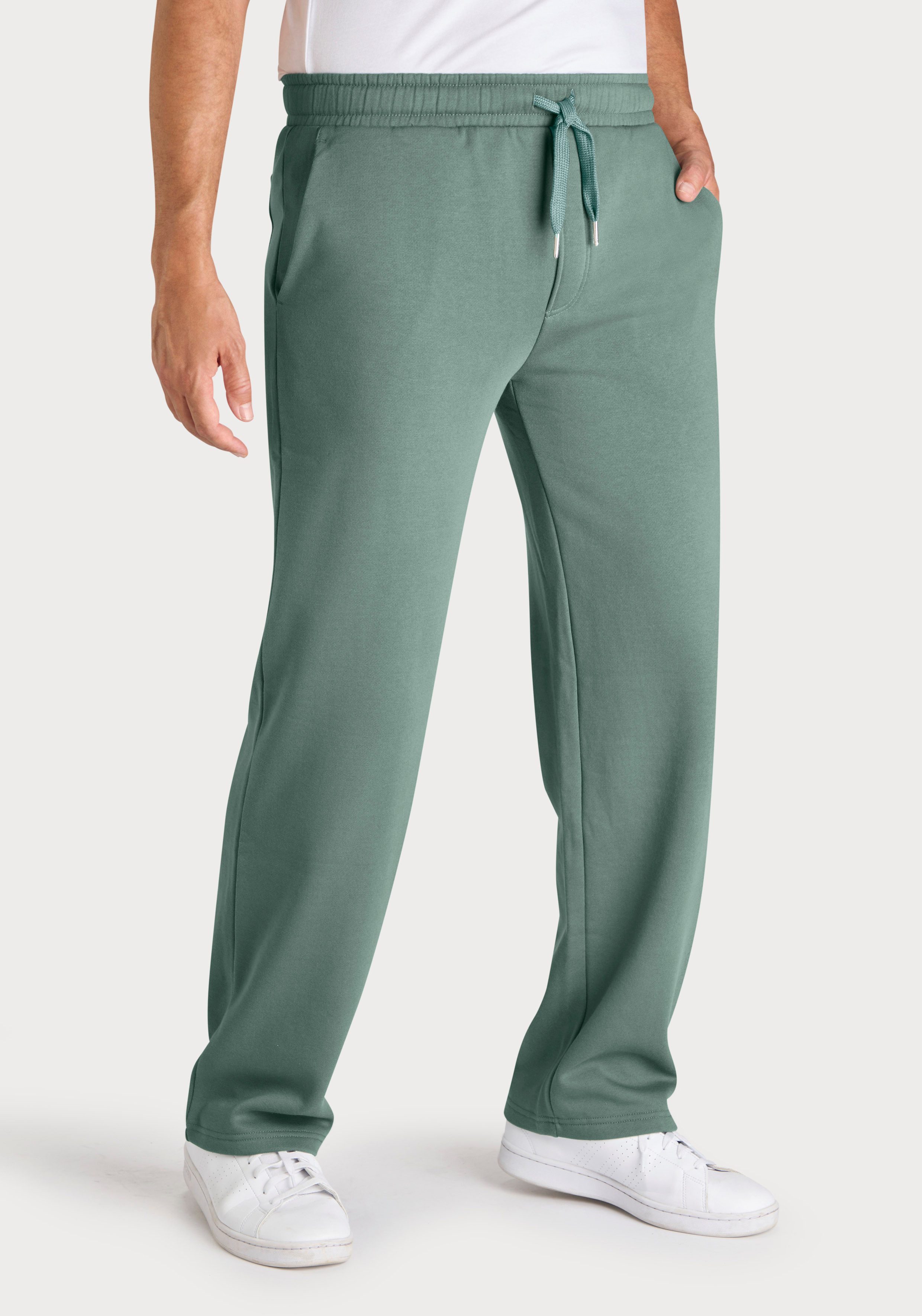 John Devin Sweathose - Jogginghose aus innen angerauter Sweatware mit breiter Kordel und seitlichen Taschen