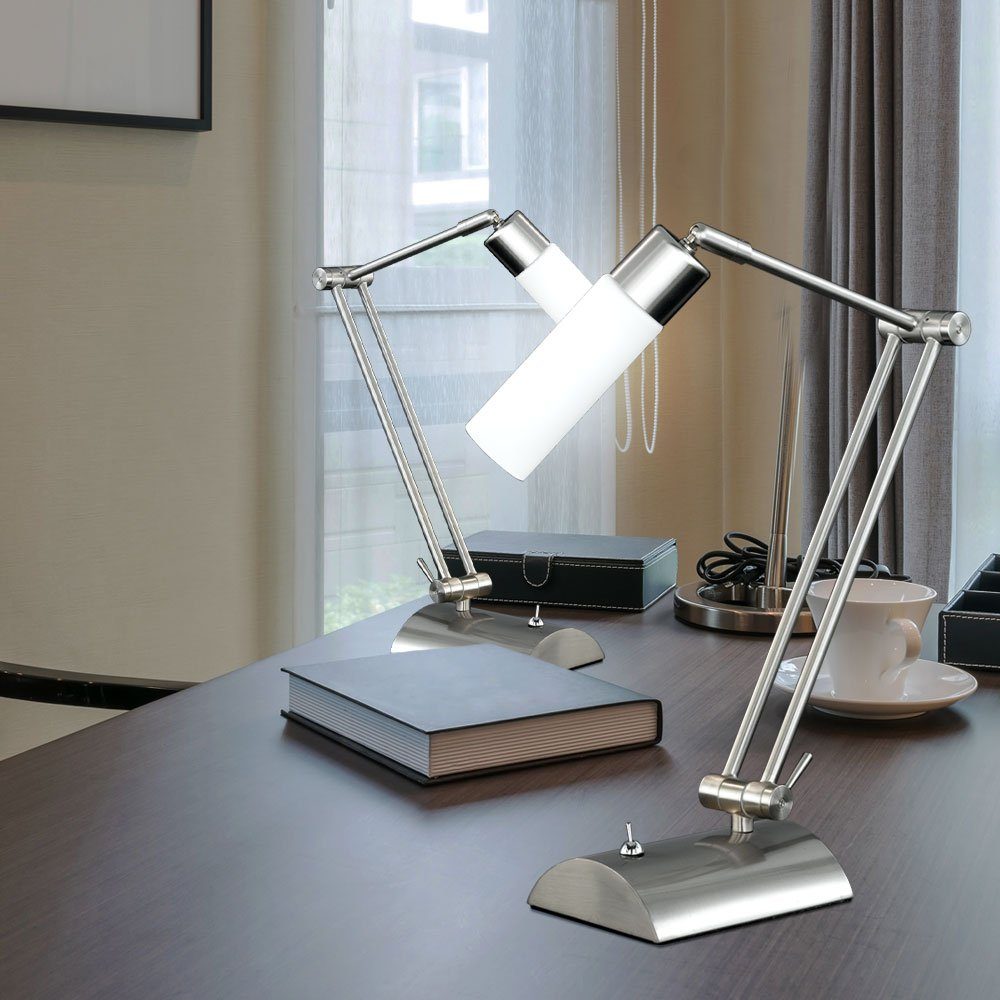WOFI Schreibtischlampe, Leuchtmittel inklusive, Warmweiß, Set Tischleuchten 2er Tisch Büro beweglich Schalter Lampe