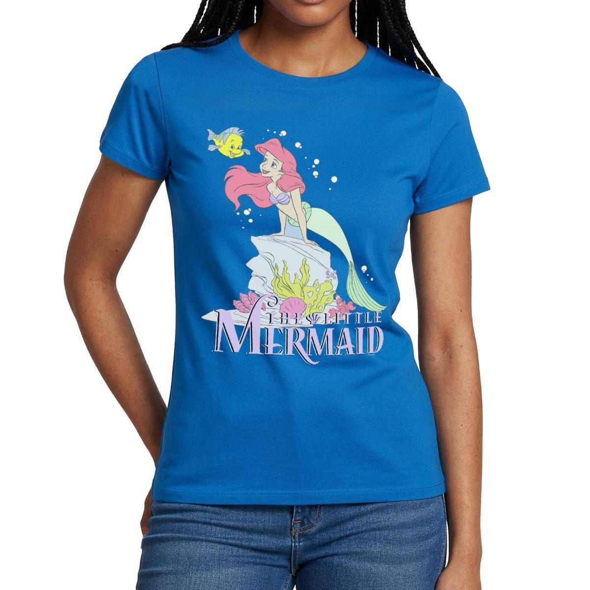 Spreadshirt T-Shirt Arielle Die Kleine Meerjungfrau Auf Felsvorsprung Frauen T-Shirt (1-tlg)