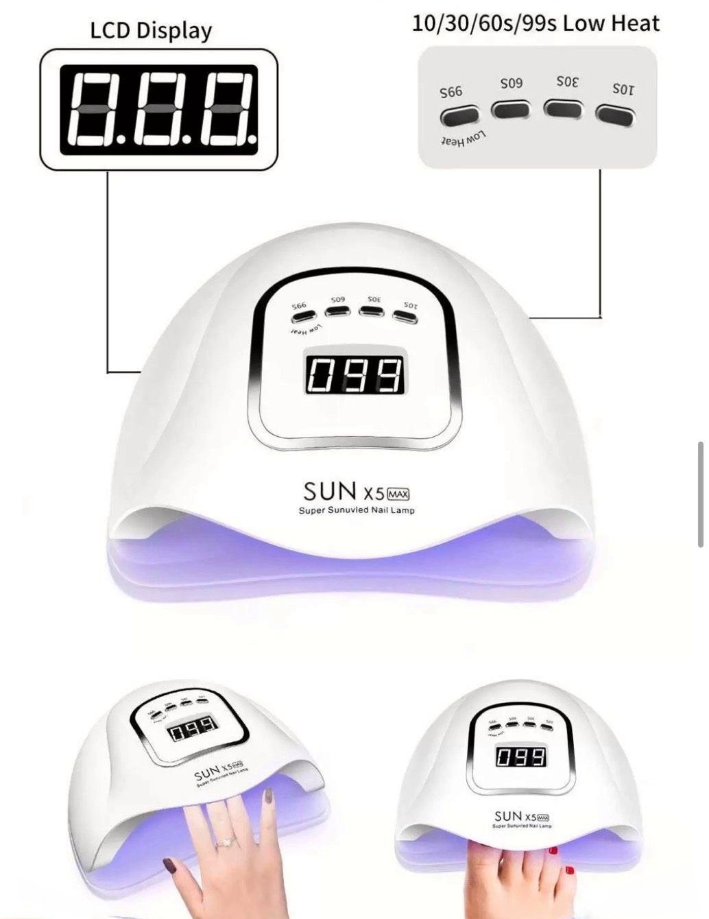 SUN UV-Lampe, of Max X5 Nagellampe Lichthärtungsgerät Lichthärtungsgerät, Nails-Design 180W Dual LED World UV