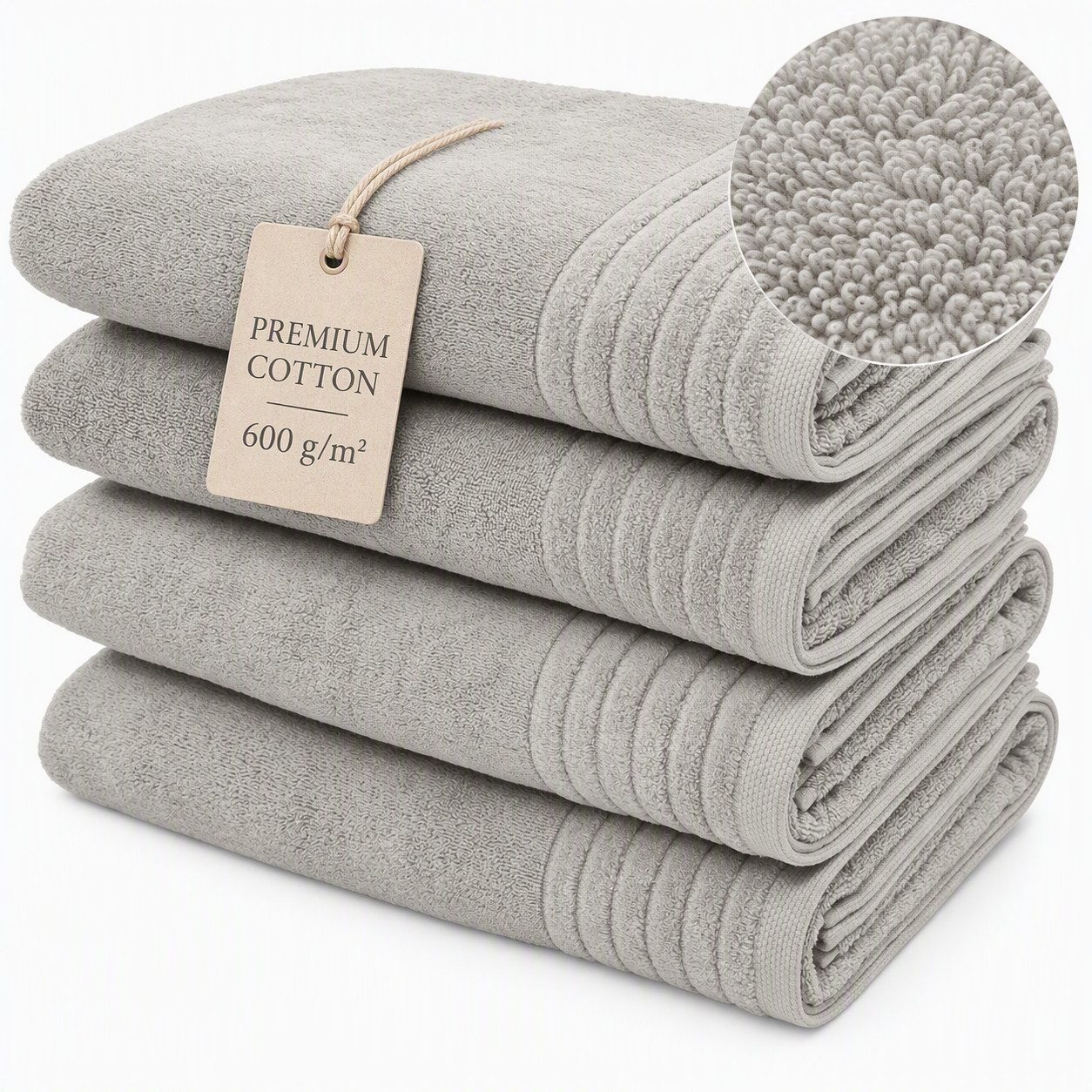 OTTO home Duschtücher Sanremo Premium, Premium Handtücher, 600 gr/m², 70x140cm, Frottier (Set, 4-St), mit Bordüre, flauschig & weich, dicke Qualität, 5 Jahre Garantie