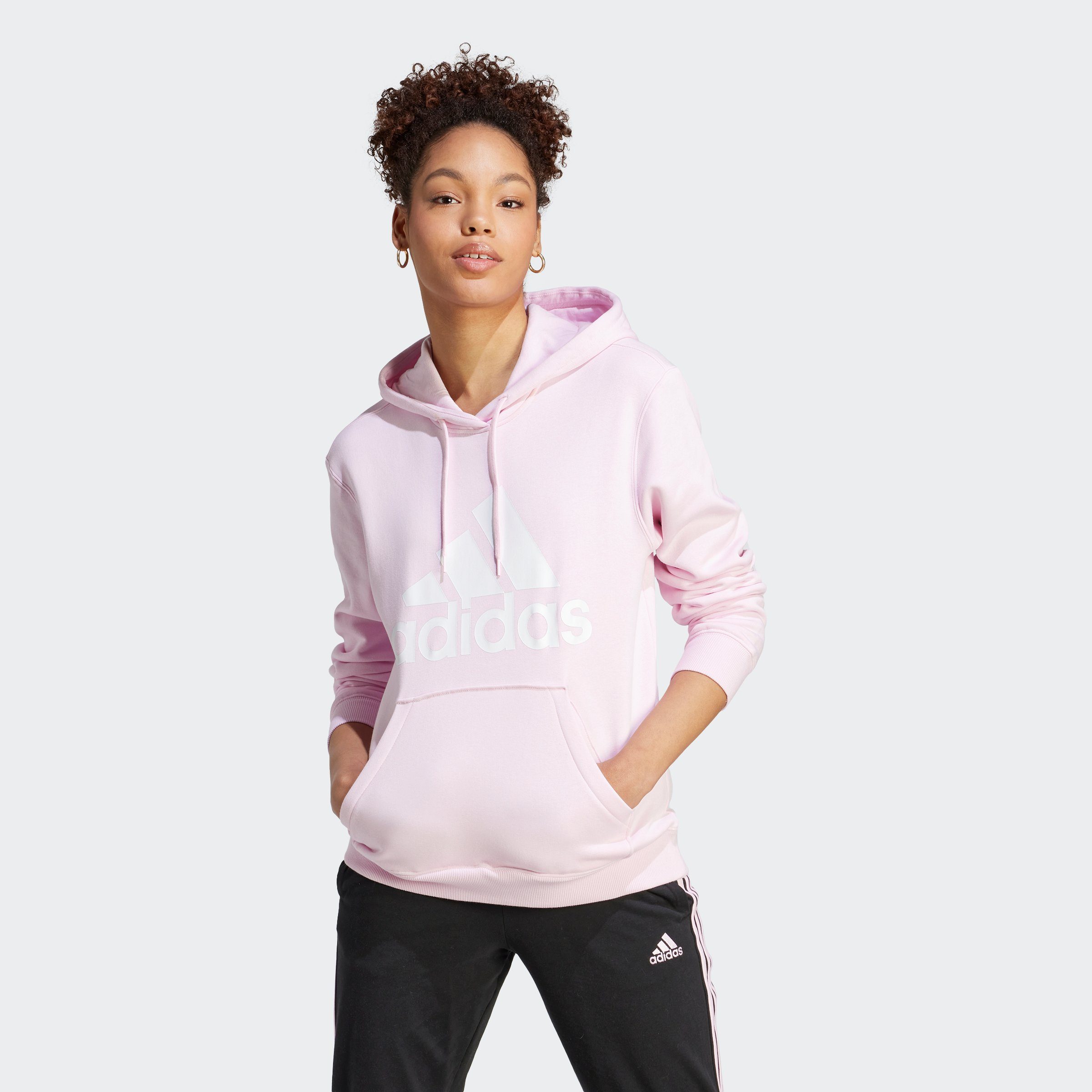 Pink White / adidas HOODIE Kapuzensweatshirt BIG LOGO Clear Sportswear ESSENTIALS REGULAR