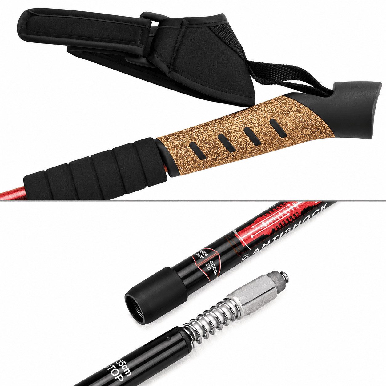 MidGard Nordic-Walking-Stöcke Teleskop Antischock Wanderstöcke aus Aluminiumlegierung mit Korkgriff (2 St), Leicht, mit ergonomischen Korkgriffe inkl. Transporttasche