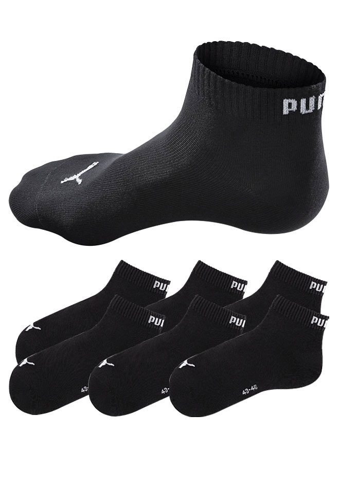 PUMA Kurzsocken schwarz (6-Paar) mit Rippbündchen