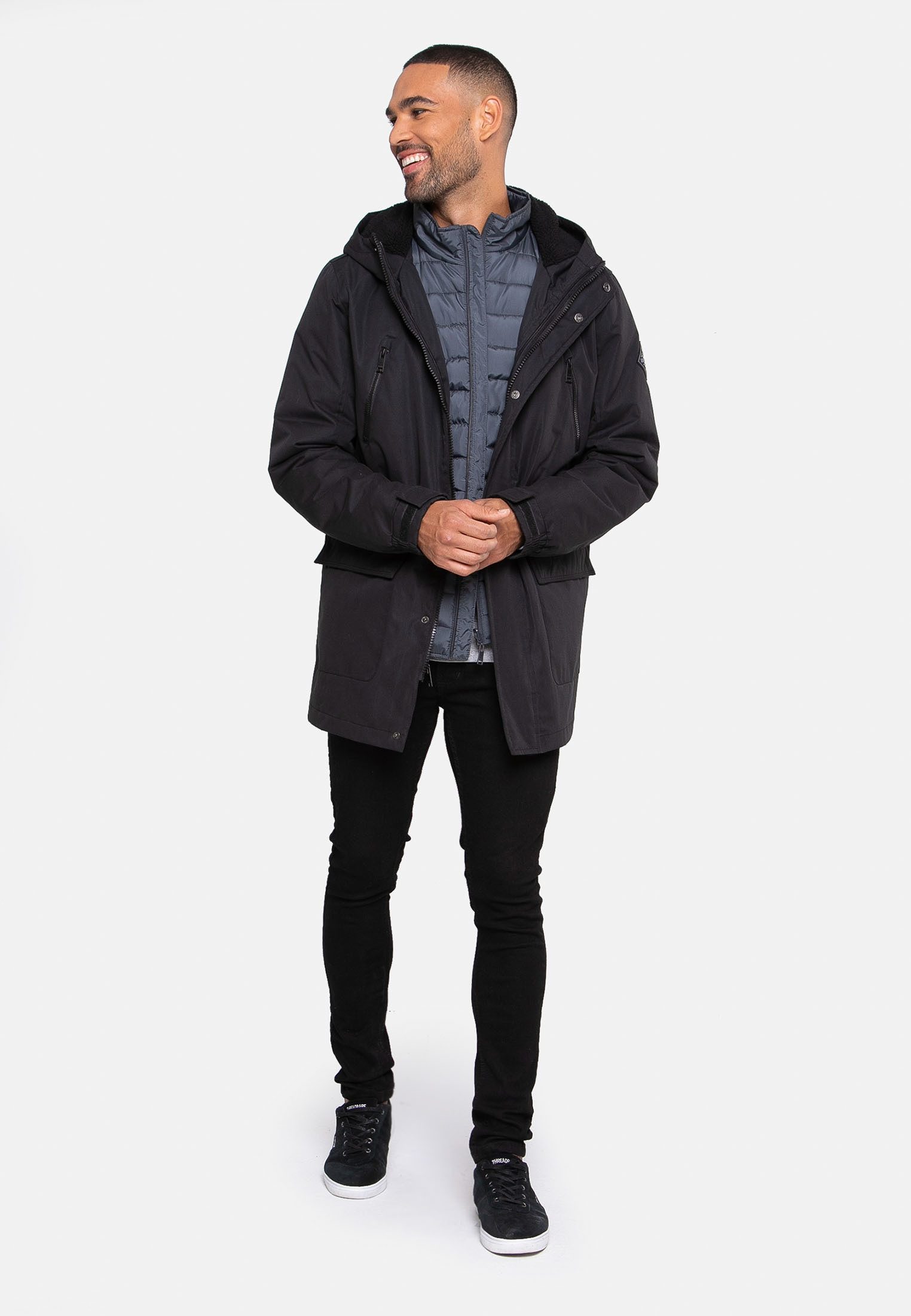 Threadbare Wintermantel Lincoln mit schützender Kapuze