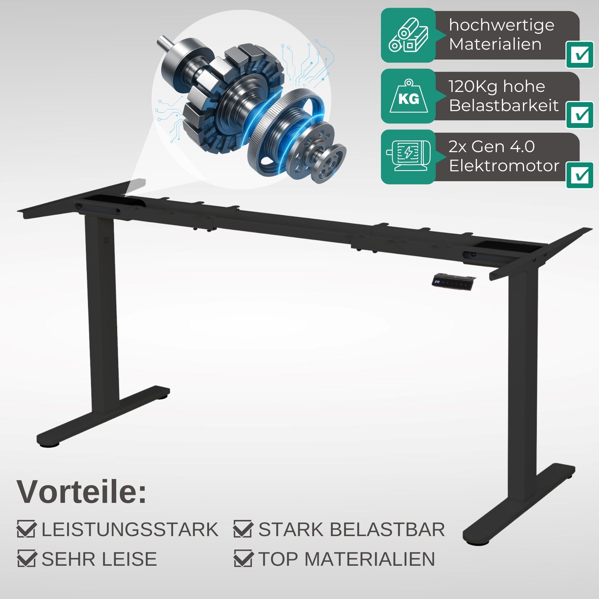 Albatros International Schreibtisch Albatros elektrisch höhenverstellbares Tischgestell S5S (Schwarz, LIFT S5), elektrisch mit starkem Motor, Optimal als Stehschreibtisch