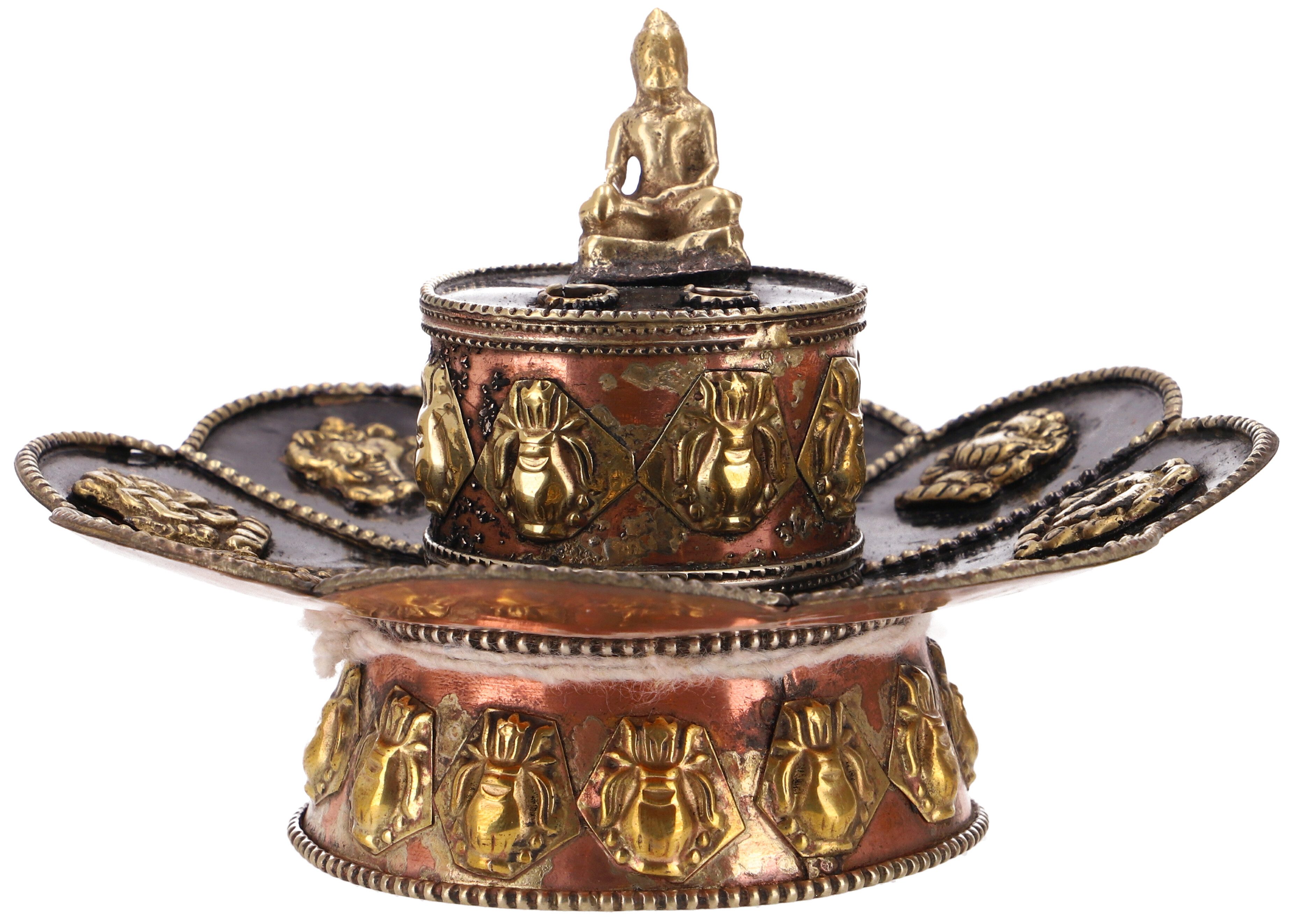 Guru-Shop Räucherstäbchen-Halter Tibetischer Räucherstäbchenhalter, Messing..