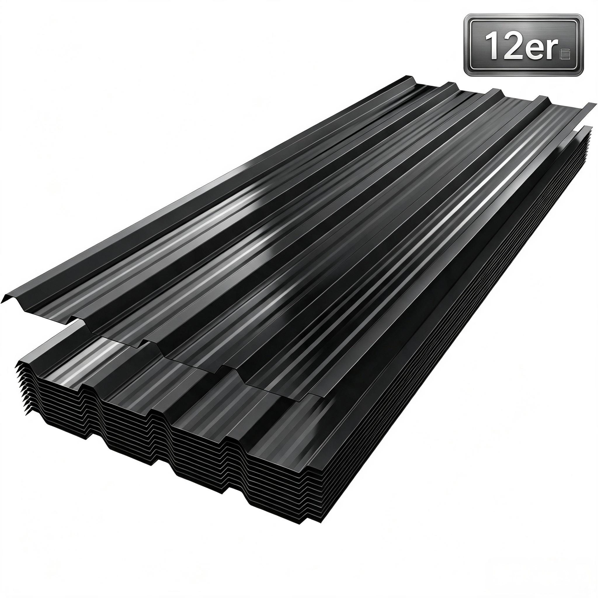 FIVMEN Wellplatte Trapezblech Wellplatten Deckenplatten 12 x Dachpaneele Metallblech, (12-St), für Dachkonstruktionen, Garagen, Gewächshäuser, Zwinger