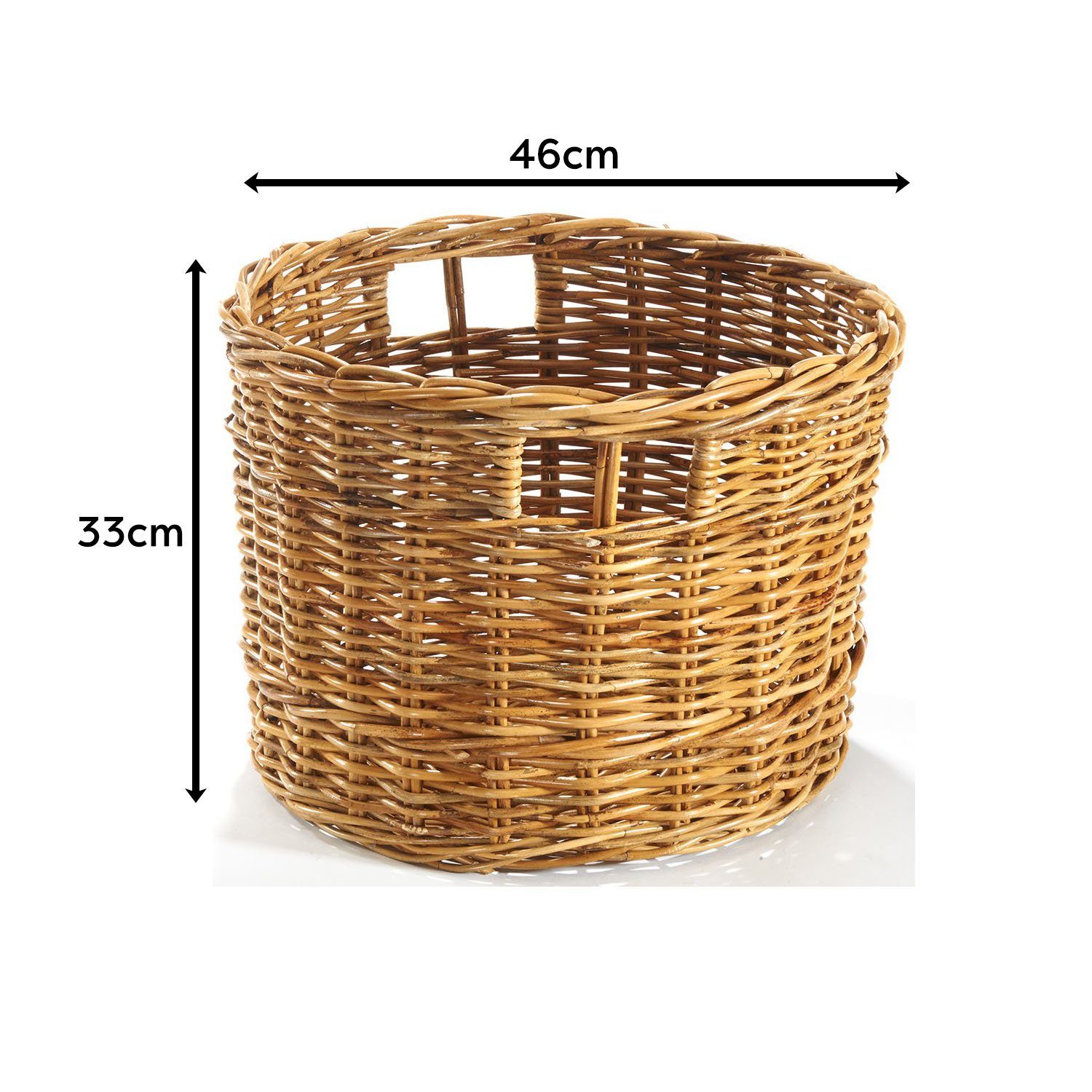 Kobolo Aufbewahrungskorb Rattankorb Regalkorb aus Rattan lacak rund (kein Set, 1 St., kein Set), Runder Korb mit Lochgriffen