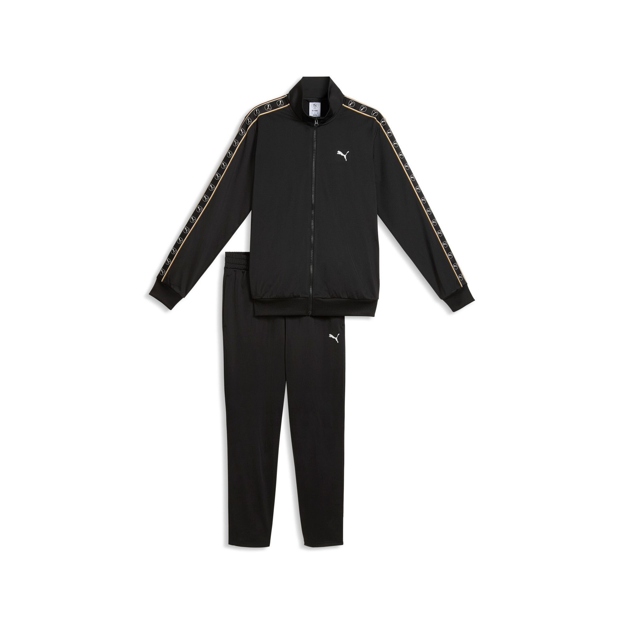 PUMA Trainingsanzug POLY TAPE SUIT (2-tlg), zweiteiliges Set, mit Reißverschluss, Langarm-Oberteil, Regular Fit