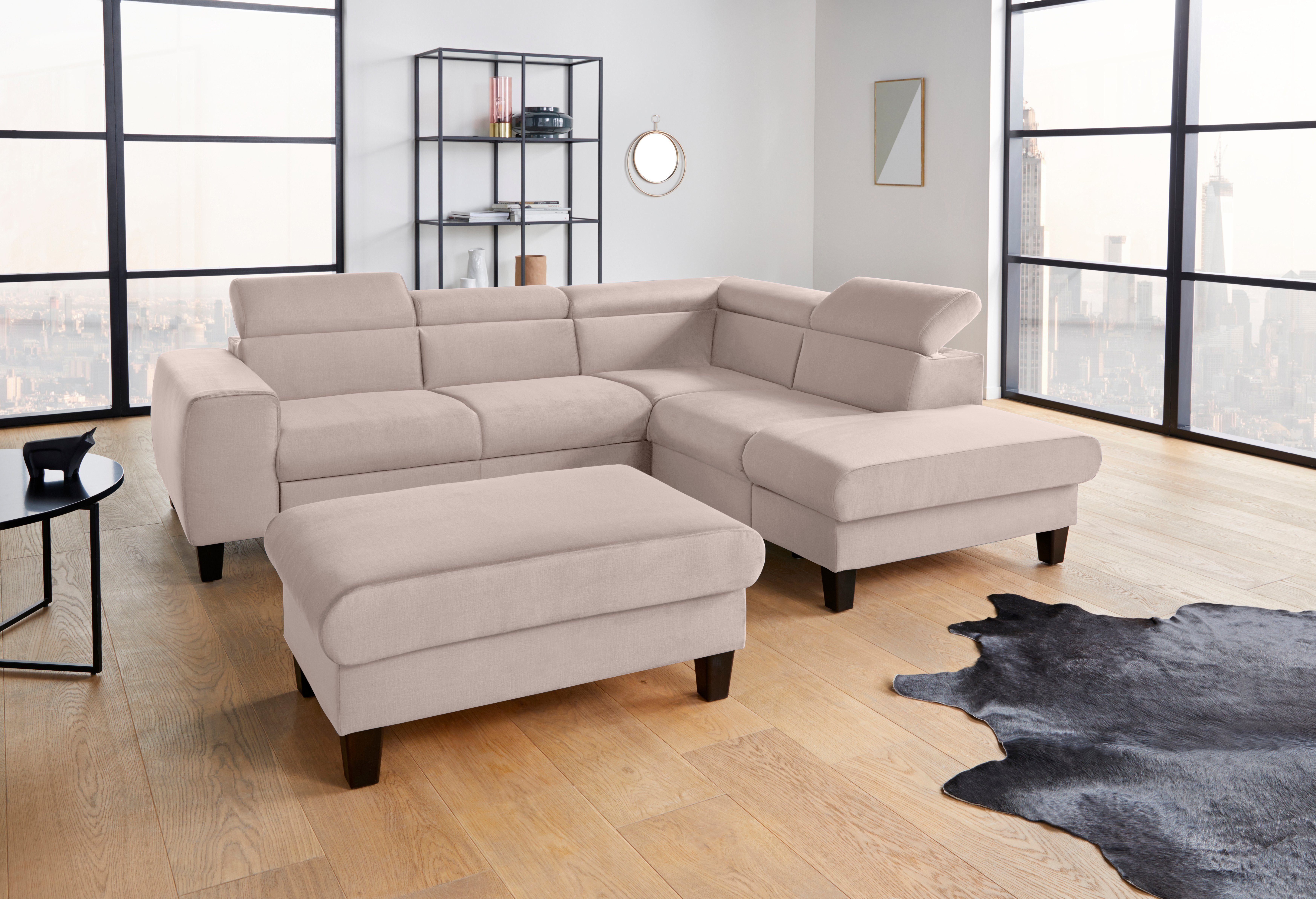 COTTA Polstergarnitur Morven L-Form, (Set), Set bestehend aus: Ecksofa mit Kopfteilverstellung & Hocker