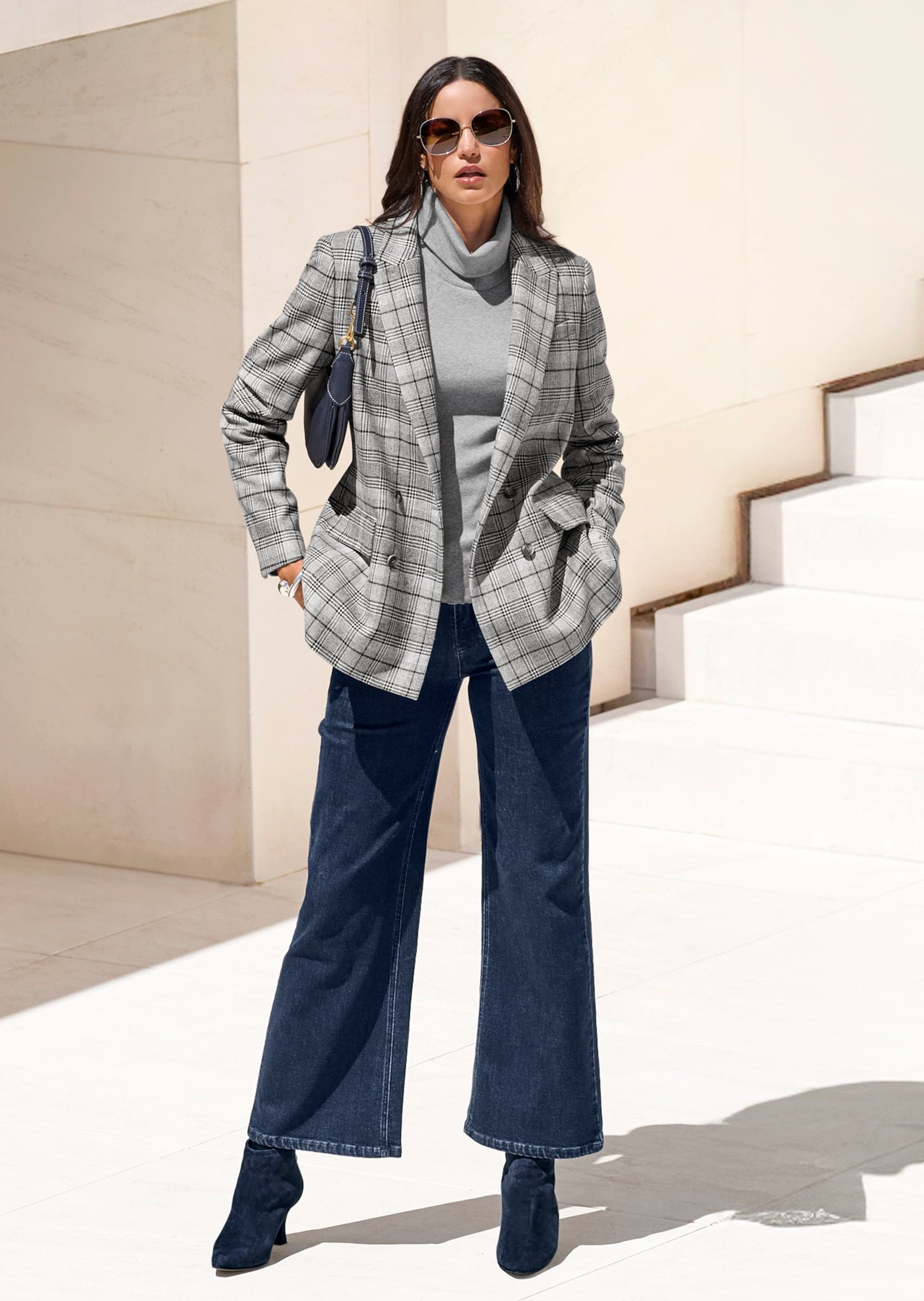 MADELEINE Kurzblazer Langer Karo-Blazer