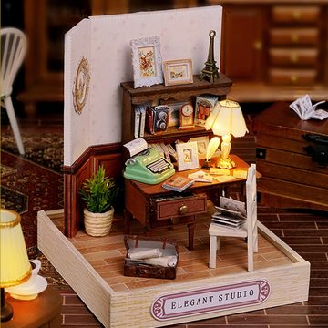 Cute Room 3D-Puzzle Puppenhaus Miniatur DIY Modellbausatz Mini Studio, Puzzleteile, 3D-Puzzle Modellbausatz 1:24 mit Möbeln zum Basteln-Serie Mini Szenen