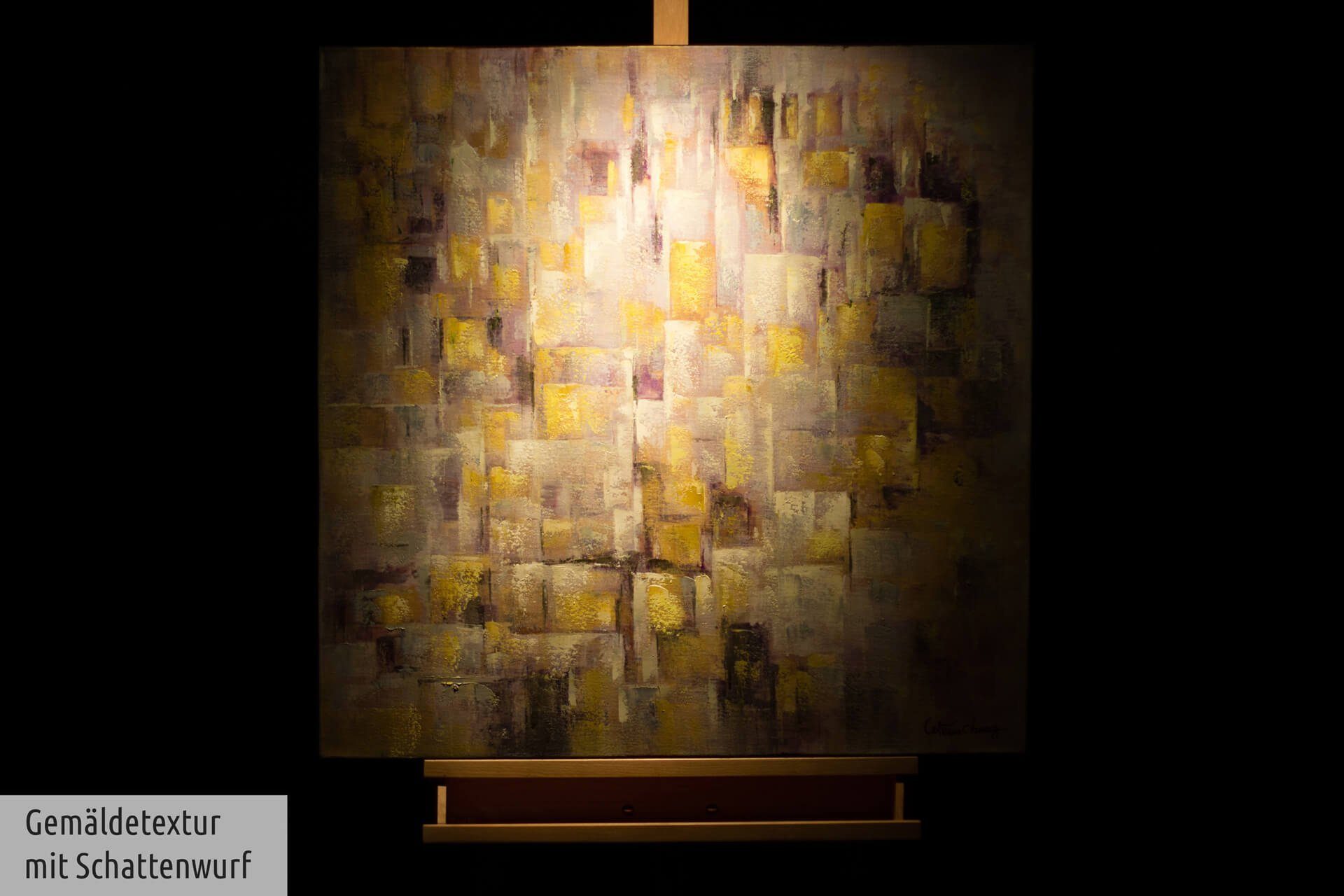 Wandbild 100% KUNSTLOFT HANDGEMALT in Nacht cm, der 80x80 Laternenschimmer Leinwandbild Wohnzimmer Gemälde
