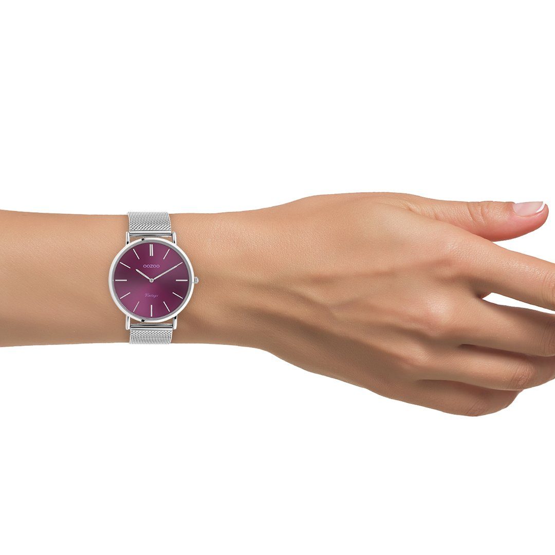 OOZOO Quarzuhr Vintage Armbanduhr C10870 Lila Milanaiseband 40 mm günstig online kaufen