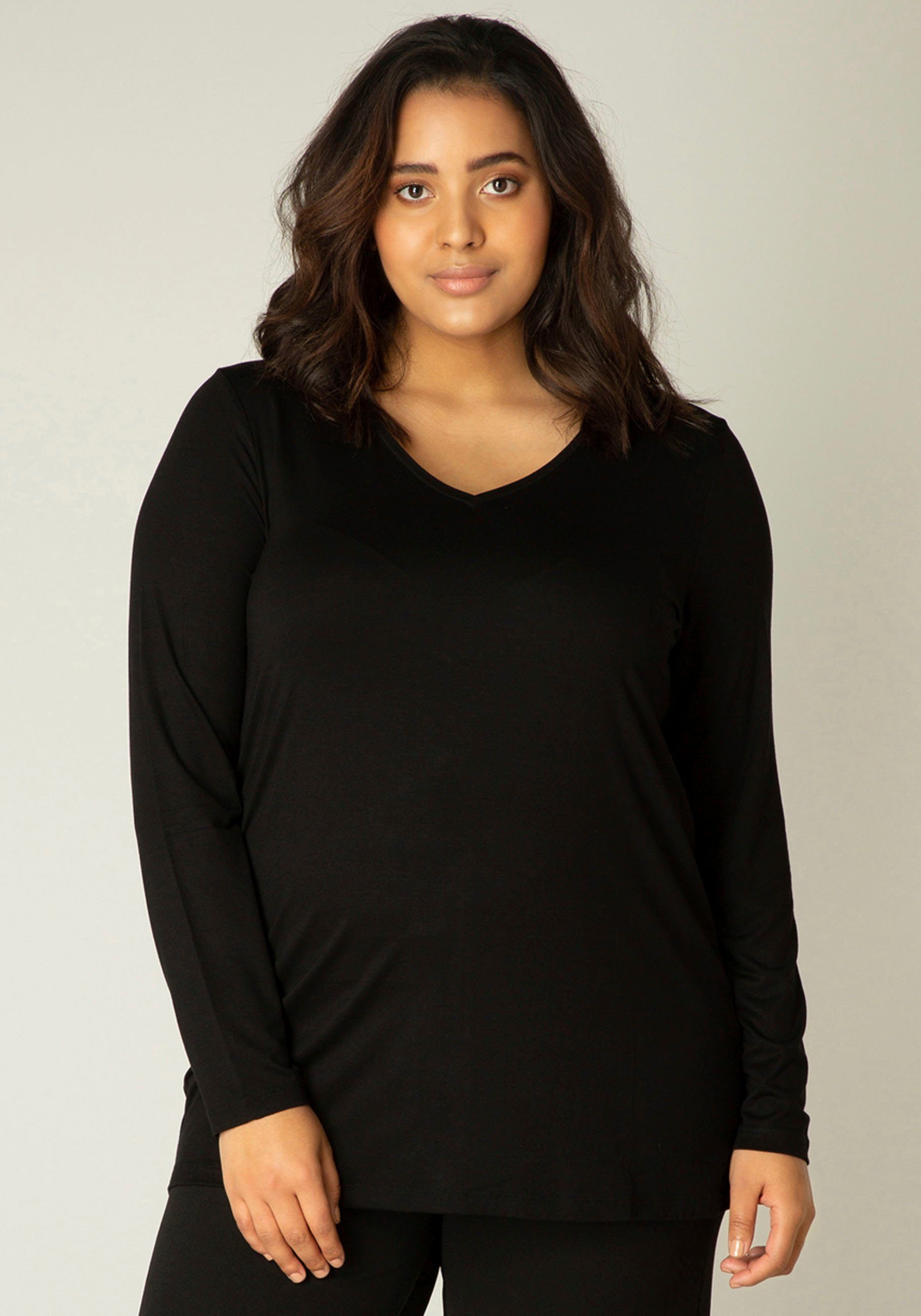 Base Level Curvy Langarmshirt "Alize", Weiche, leicht glänzende Qualität günstig online kaufen