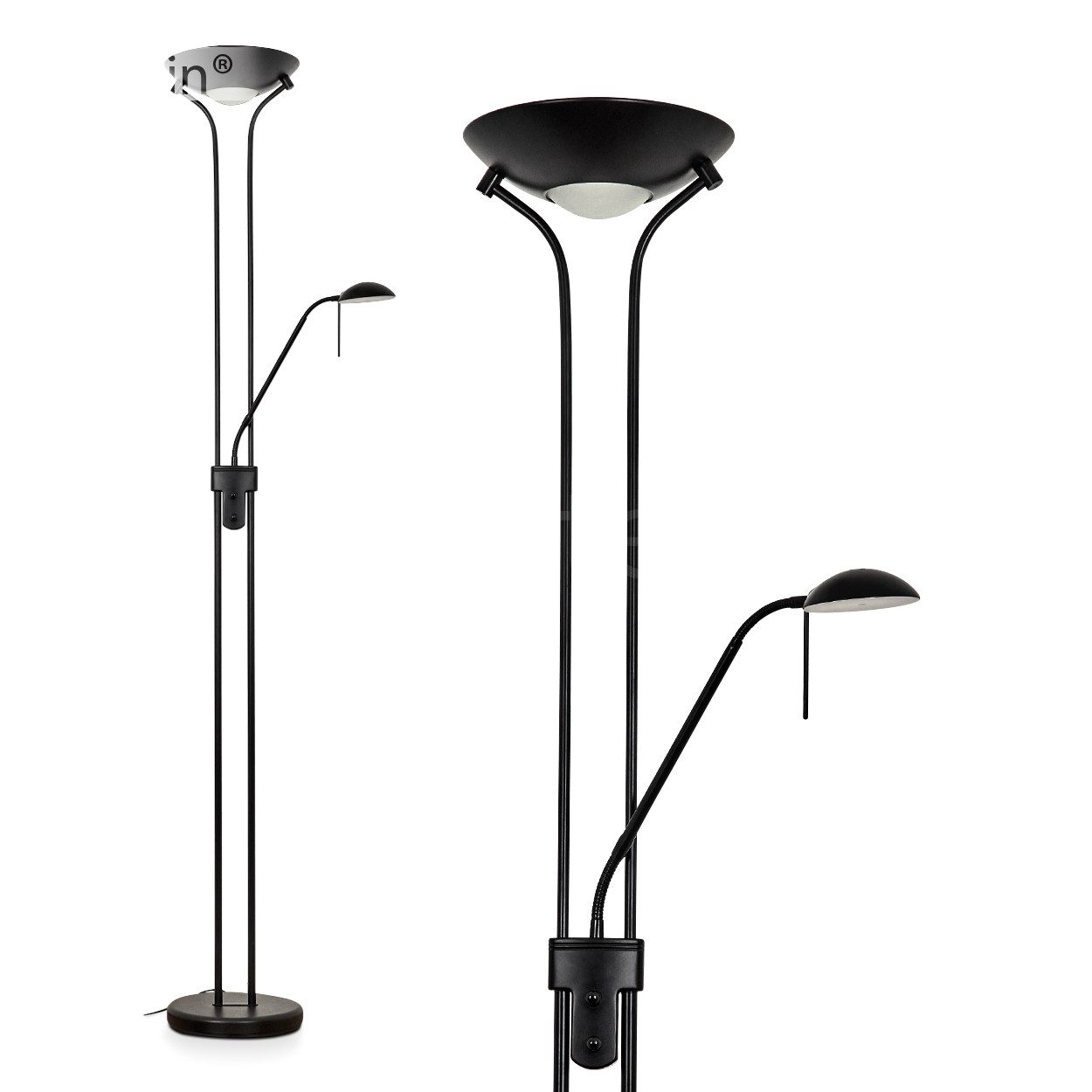 hofstein Stehlampe moderne Bodenlampe aus Metall/Glas in Schwarz/Weiß, LED günstig online kaufen