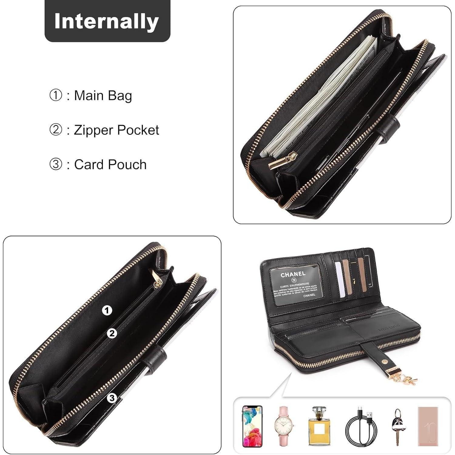 LuxusKollektion Henkeltasche Handtasche Damen Henkeltasche Multicolor Schwarz Geldbörsen-set