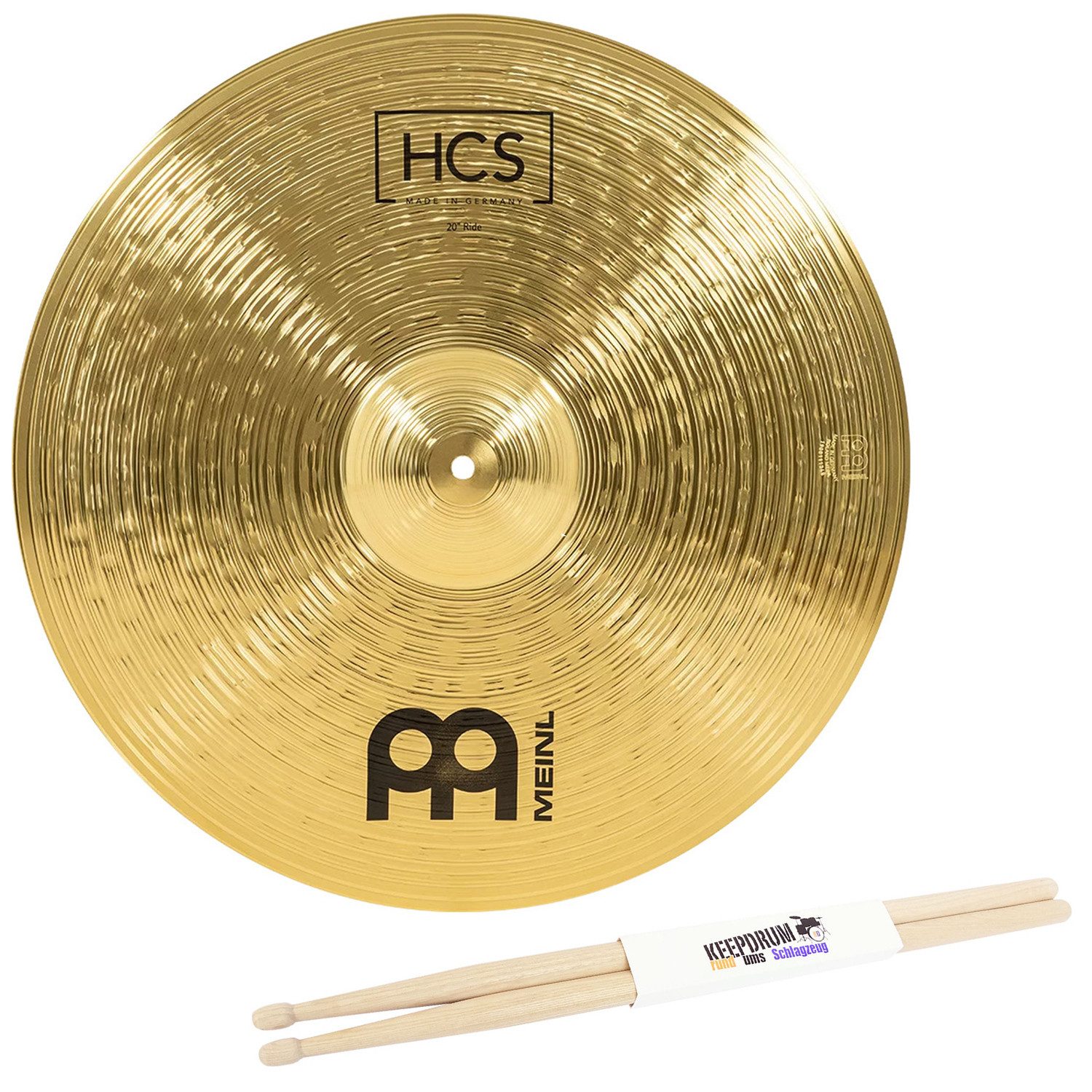 Becken MEINL HCS Ride Becken 20 mit Schlagzeugstöcken