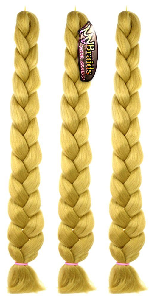 3er Zöpfe Flechthaar BRAIDS! Blond 1-farbig MyBraids 5-AY 2m YOUR Kunsthaar-Extension im mit Braids Premium Länge Pack