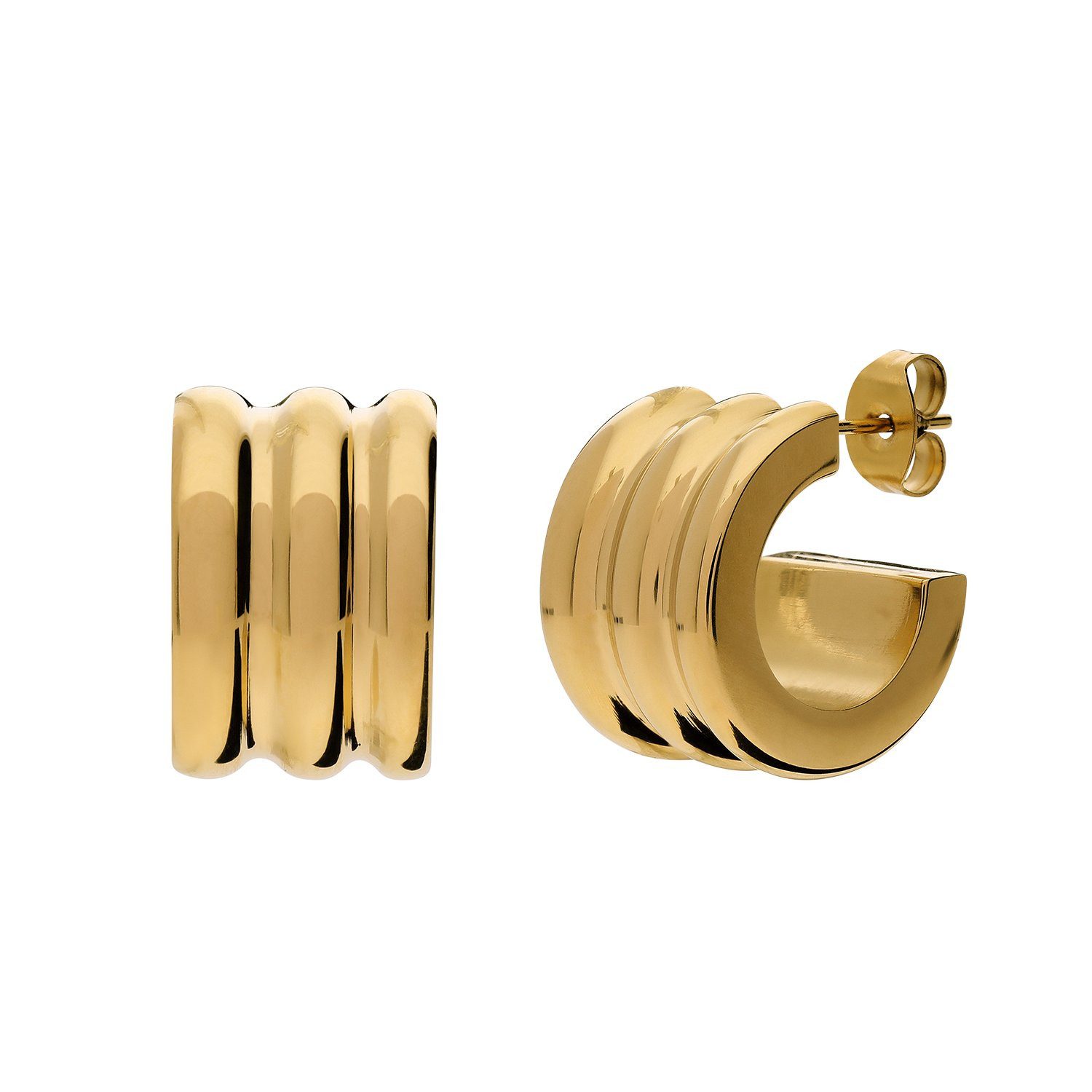 LUCARDI Paar Creolen Ohrring - Stahl - Gold - Damen