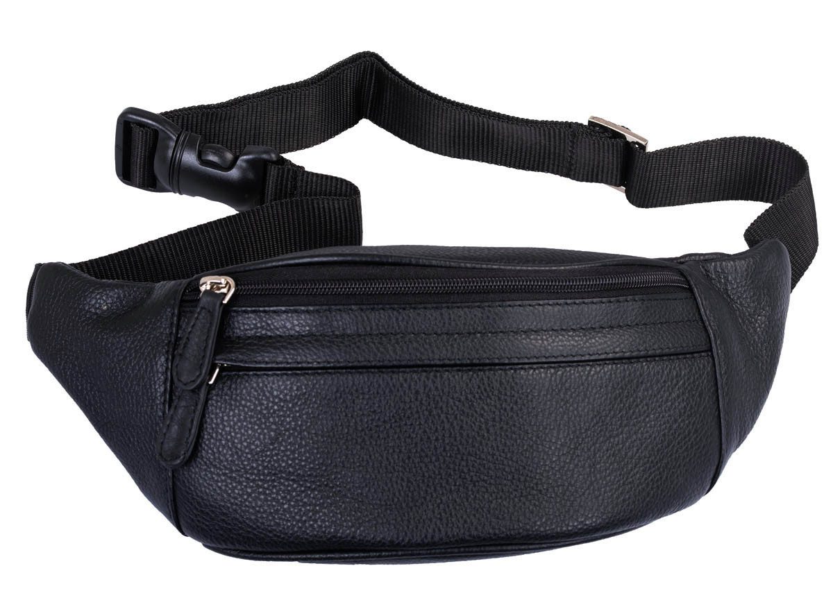GlücksNugget Bauchtasche Ledergürteltascheaus hochwertigem schwarz Sicherheitsfach
