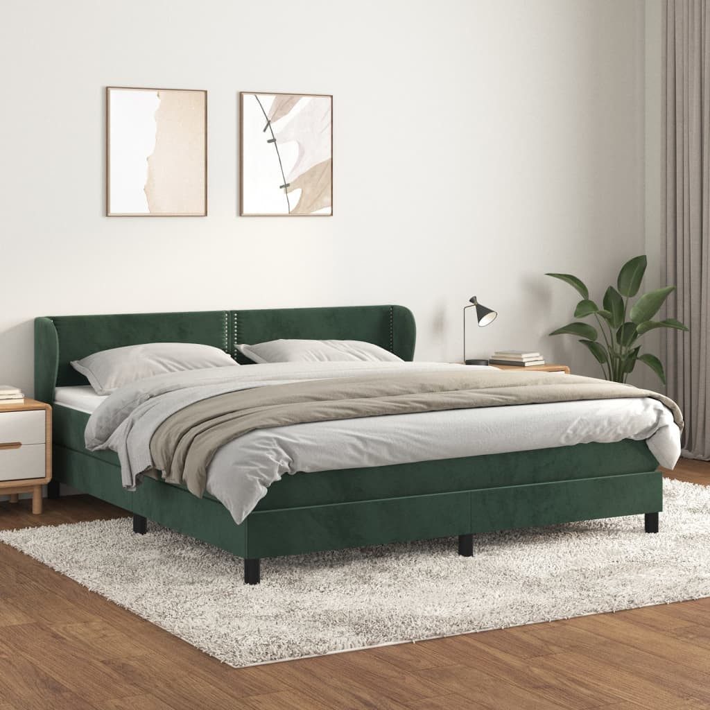vidaXL Boxspringbett, Boxspringbett mit Matratze Dunkelgrün 180x200 cm Samt günstig online kaufen
