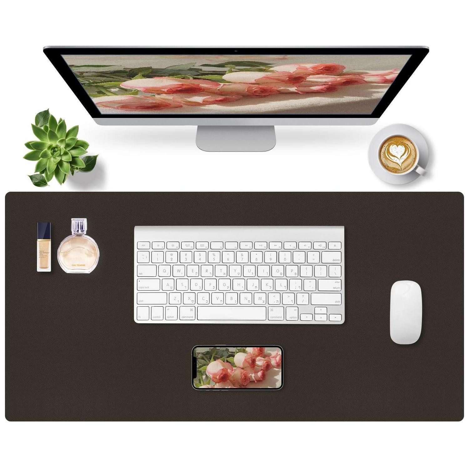 LuxusKollektion Schreibtischunterlage Schreibtischunterlage 80x40cm PU-Leder Dunkelbraun