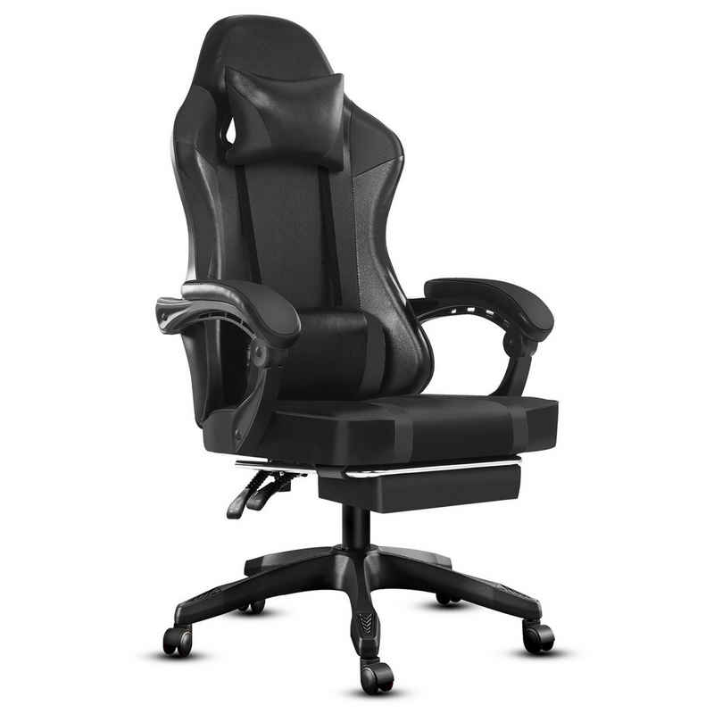 Fruyyzl Gaming-Stuhl Ergonomisch mit Fußstütze,Gamer Stuhl mit Verstellbare Lendenkissen (1 St), Gaming Chair aus PU-Leder, Höhenverstellbarer PC Stuhl Gaming Sessel