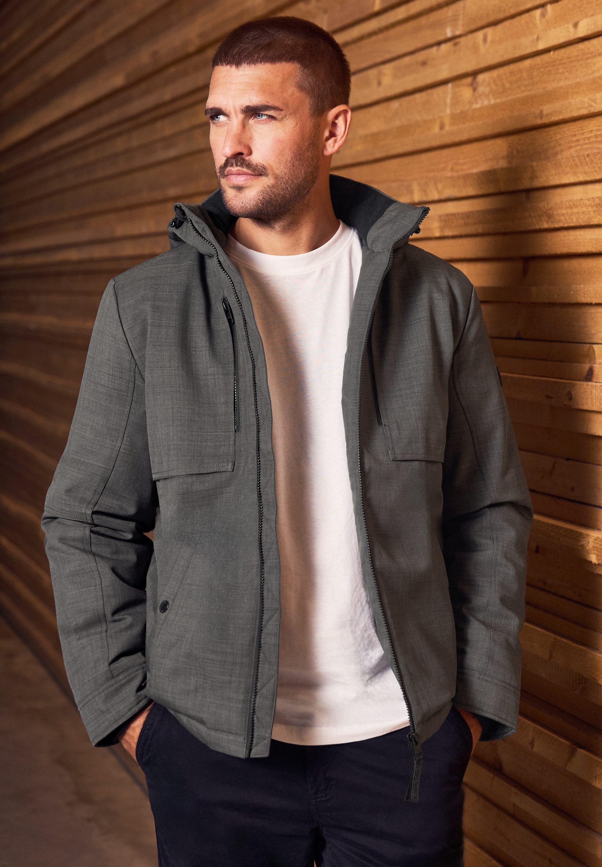 STREET ONE MEN Winterjacke mit abnehmbarer Kapuze