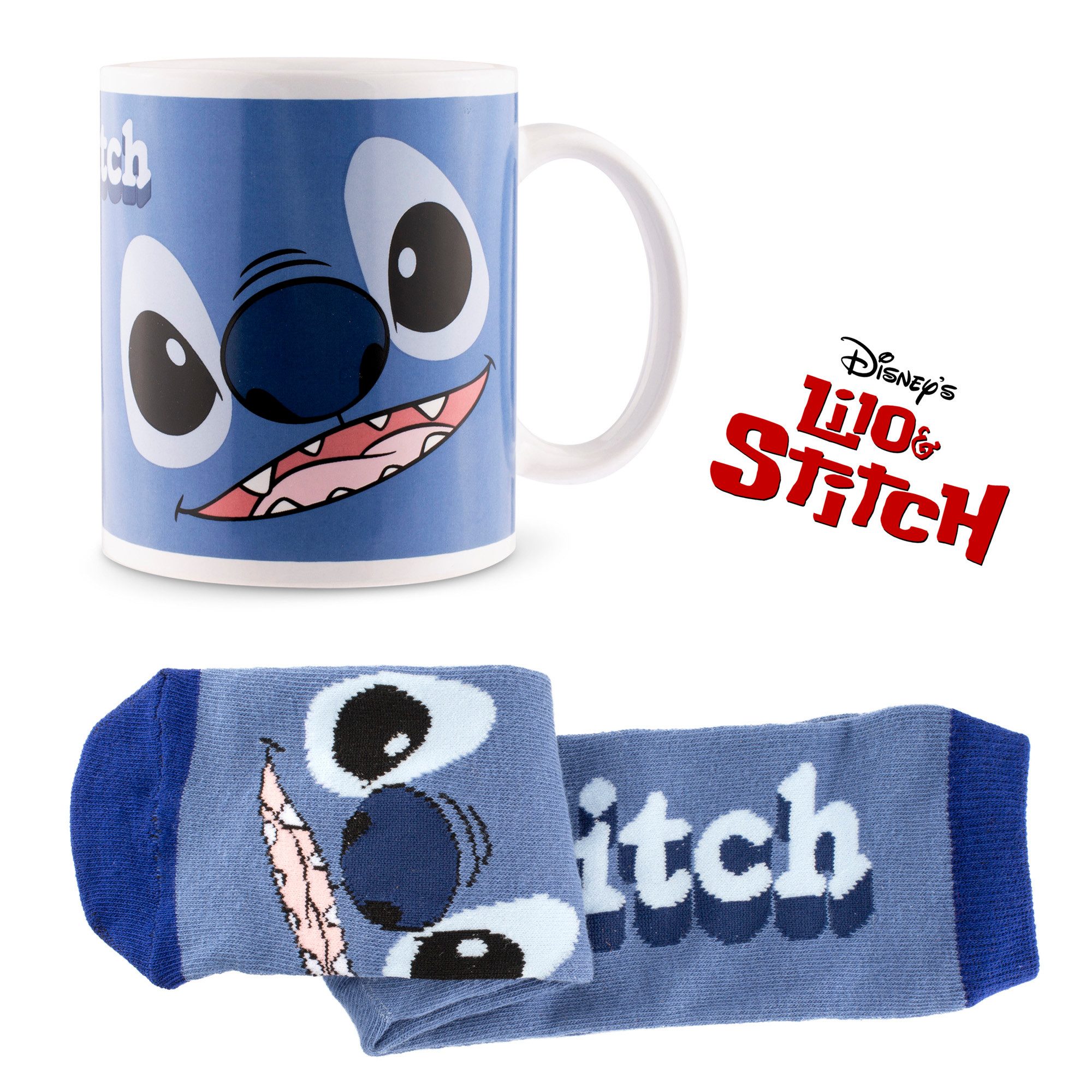 Lilo & Stitch Plüschfigur Disney Stitch Tasse und Socken Geschenk Set (Blau günstig online kaufen