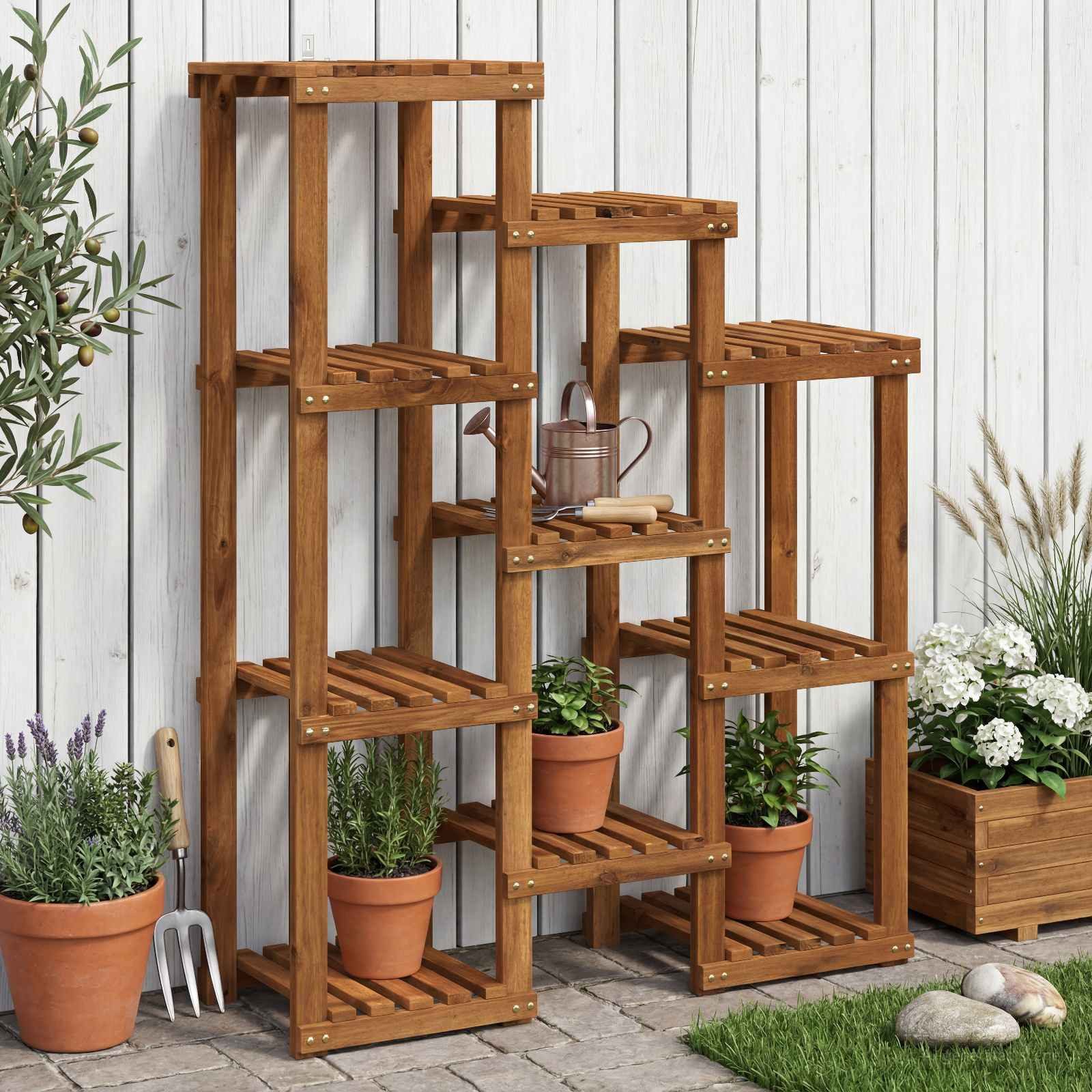 vidaXL Blumenständer Pflanzenständer Natur 85 x 30 x 114,5 cm Massivholz (1 St)