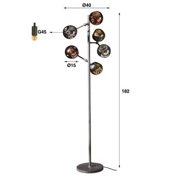 famlights Stehlampe, Stehleuchte Isis in Altsilber und Mehrfarbig E27 6-flammig, keine Angabe, Leuchtmittel enthalten: Nein, warmweiss, Stehlampe, Standlampe