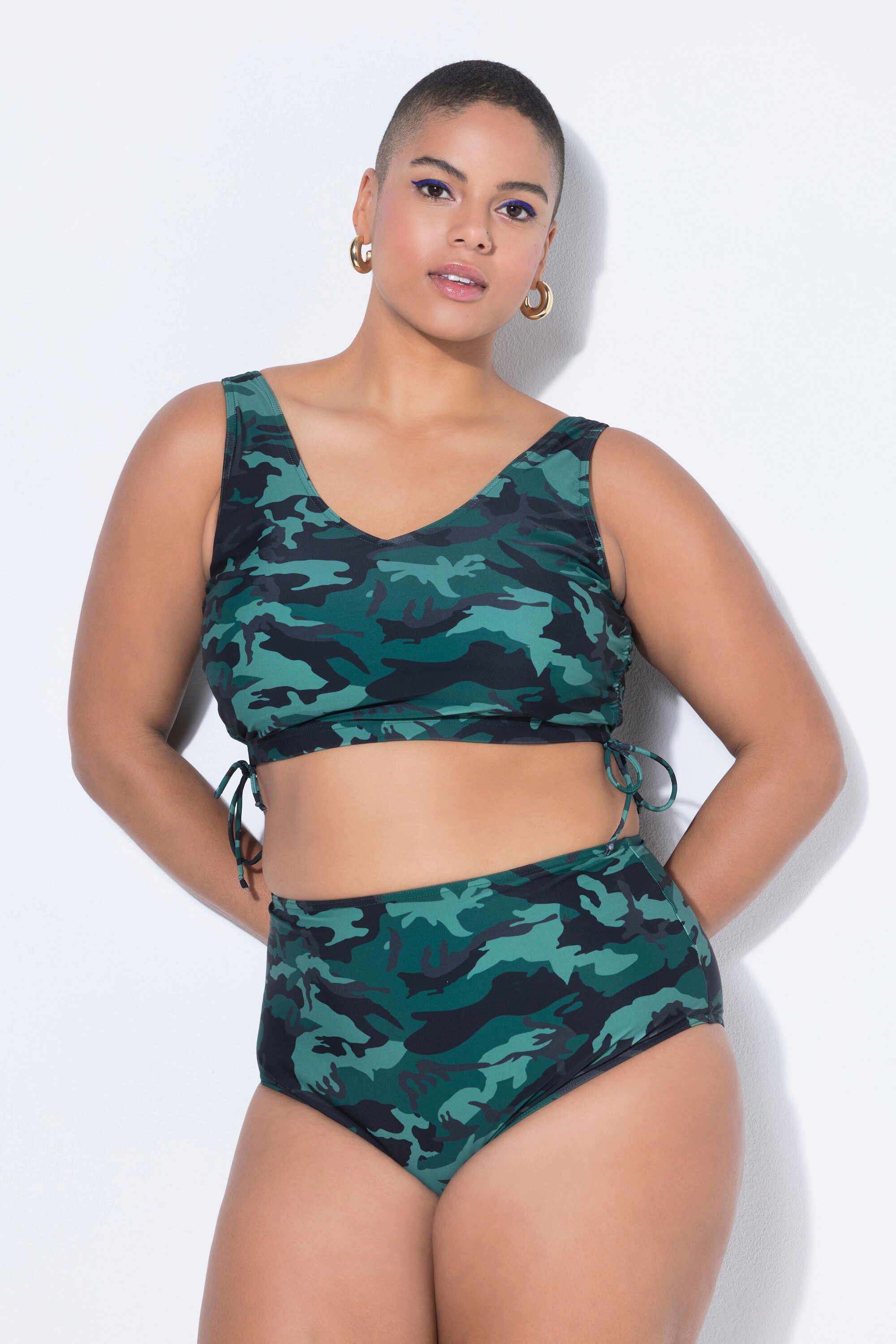 Studio Untold Soft-BH Bikini-Top Camouflage Raffbänder Softcups