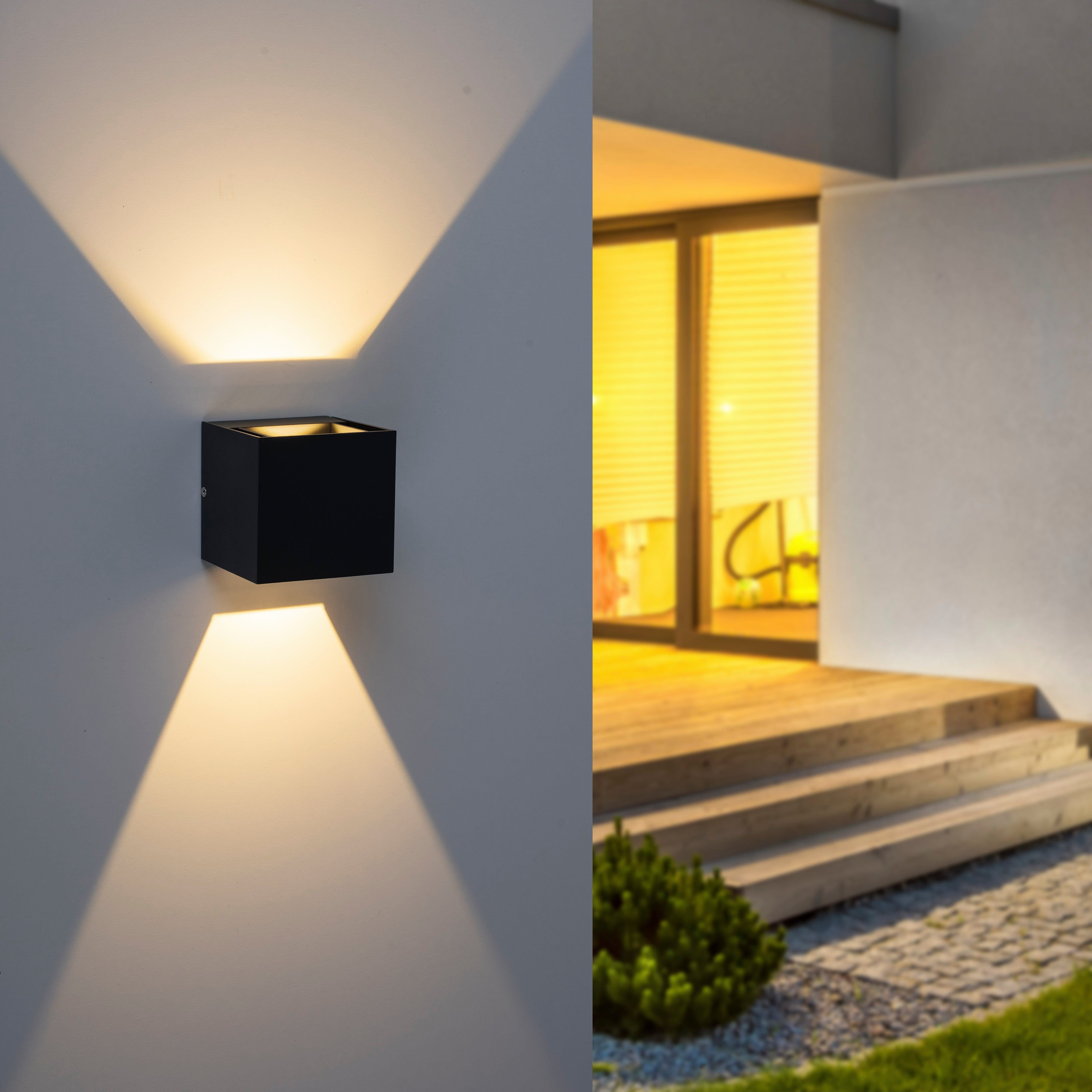 Außen-Wandleuchte LED Warmweiß, Paul integriert, Neuhaus fest BLOCK, LED IP54
