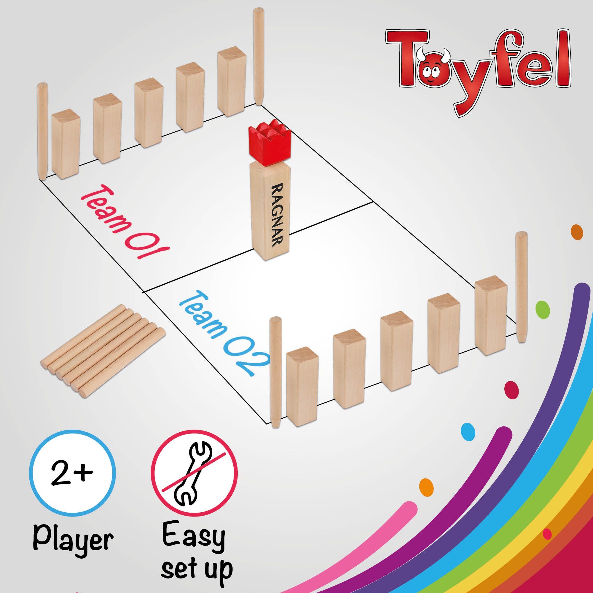 Toyfel Spiel, Ragnar, Outdoor Wikinger Buchenholz Tragetasche aus mit Wurfspiel