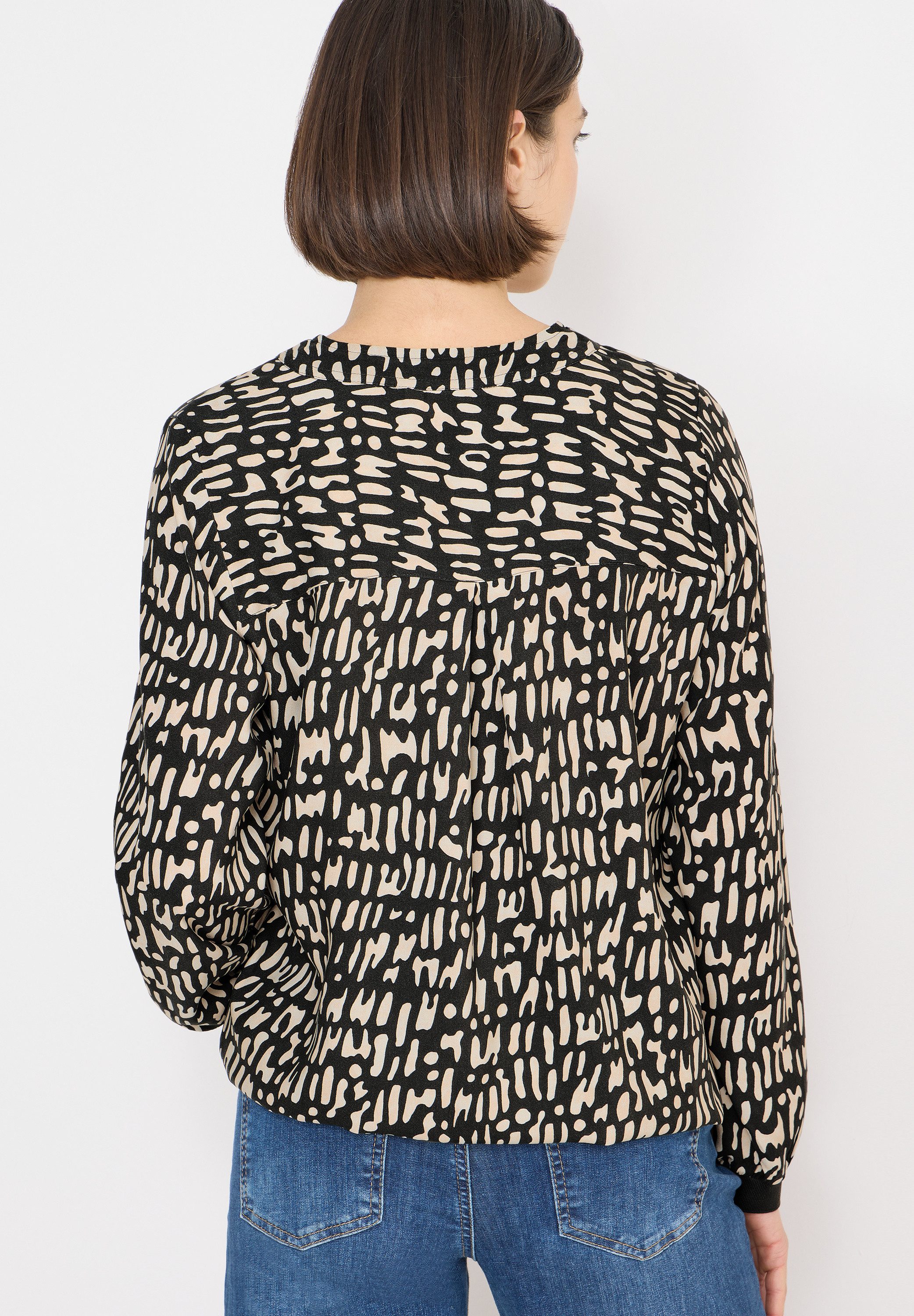 CECIL Langarmbluse mit Tunnelzug und grafischem Muster günstig online kaufen