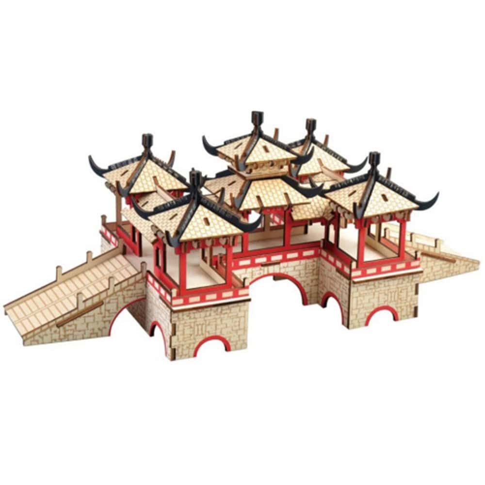3D-Puzzle Lotusbrücke Yangzhou aus Holz 3D Puzzle DIY 35,7 x 16,8 x 14,2