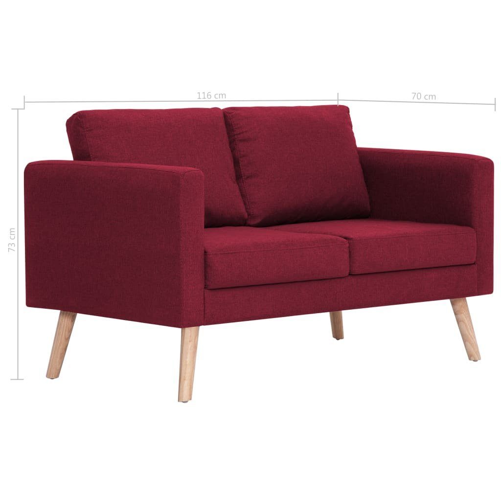 2-Sitzer-Sofa furnicato Weinrot Stoff 2-Sitzer